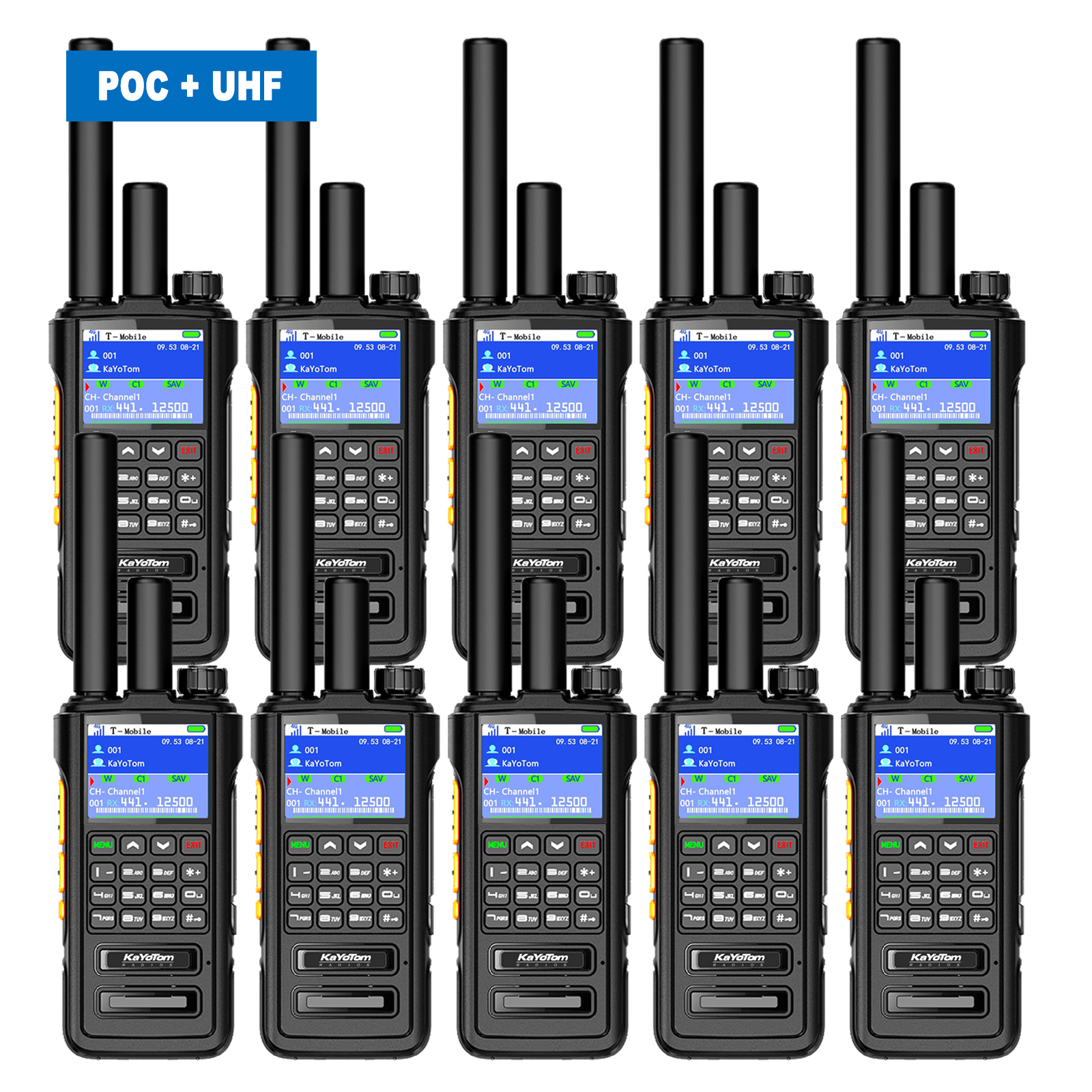 KaYoTom D09 5W Long Range Walkie Talkie – Global PoC + UHF Two-Way Radio with GPS, Encrypted Secure Communication, Dual PTT, HD Audio, IP67 Waterproof, Durable for Outdoor, Security & Business