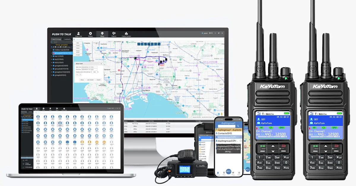 KaYoTom D10 professional hybrid dual-mode walkie-talkie - Featuring 4G LTE global connectivity and UHF/VHF analog support, built-in GPS, IP68 waterproof design, and reliable PTT for industrial and fleet management