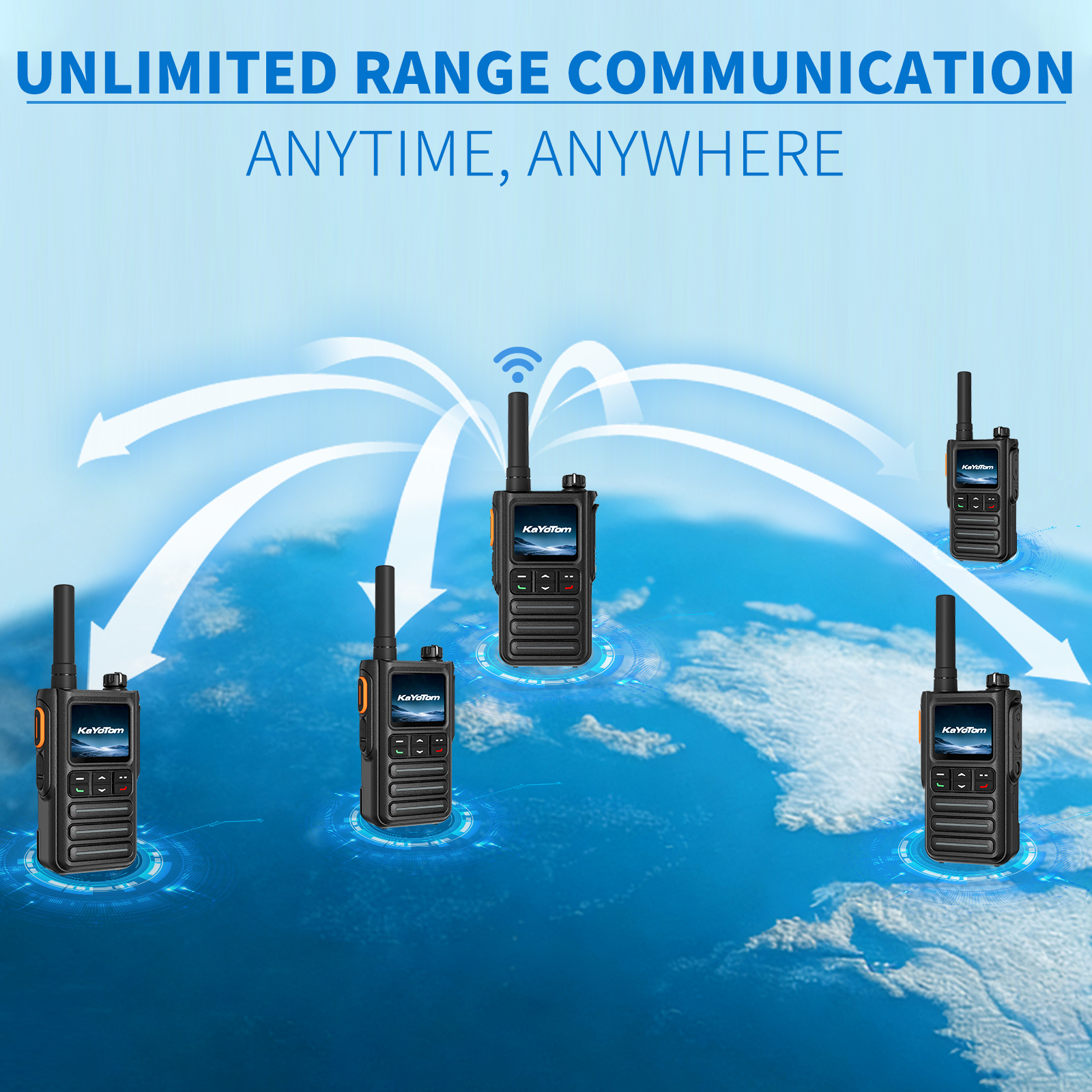 KaYoTom G09 Global Walkie Talkies Unlimited Range Rapid GPS Long Range Two Way Radio, IP65 Waterproof, AI Noise Cancellation for Nationwide Outdoor, Logistics, Road Trips & Family