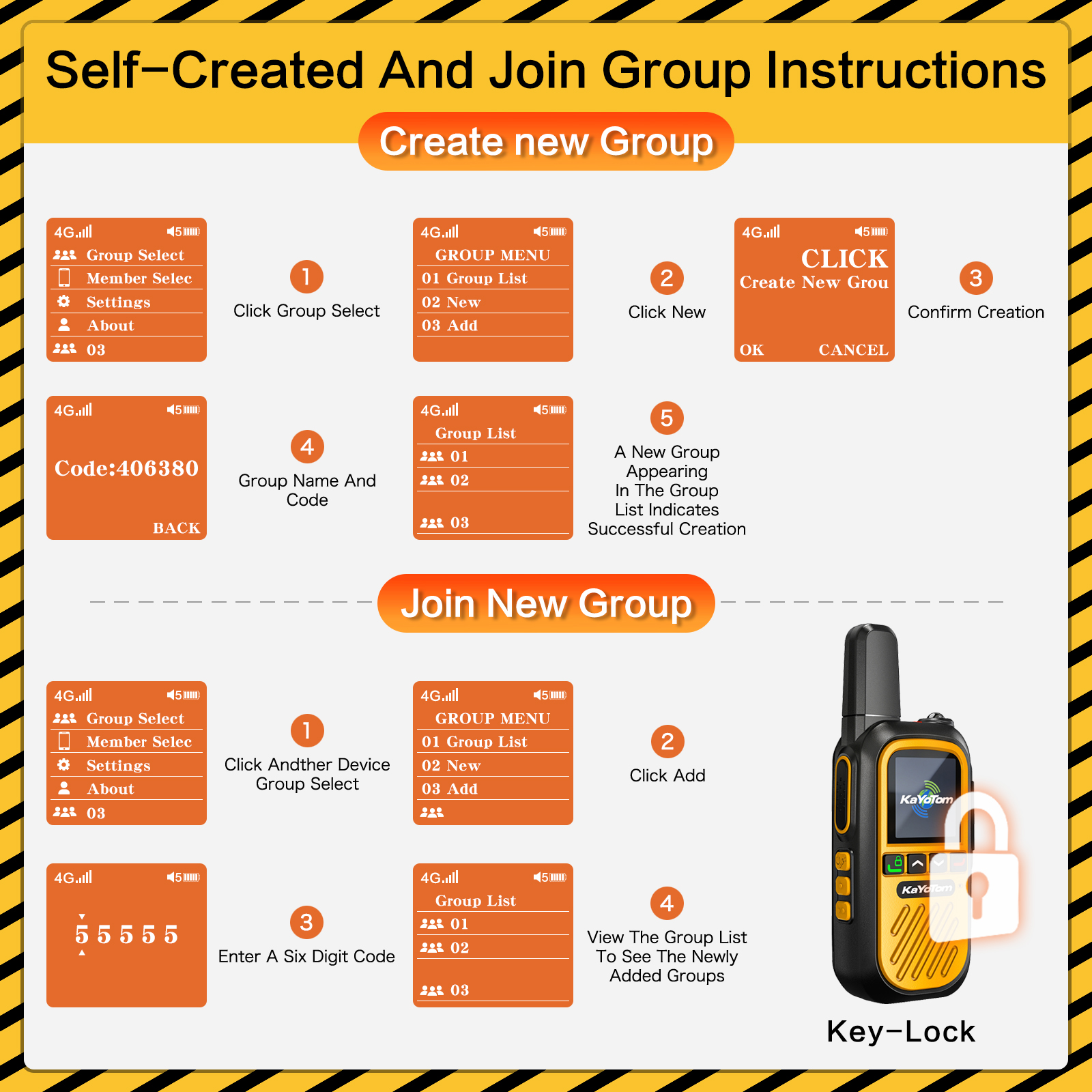 KaYoTom G12 Global Walkie Talkies Long Range Global Unlimited Range 4G LTE PoC Two-Way Radios (5000+ Miles) Rugged & Waterproof Rechargeable for Construction,Truck Fleets,Families 