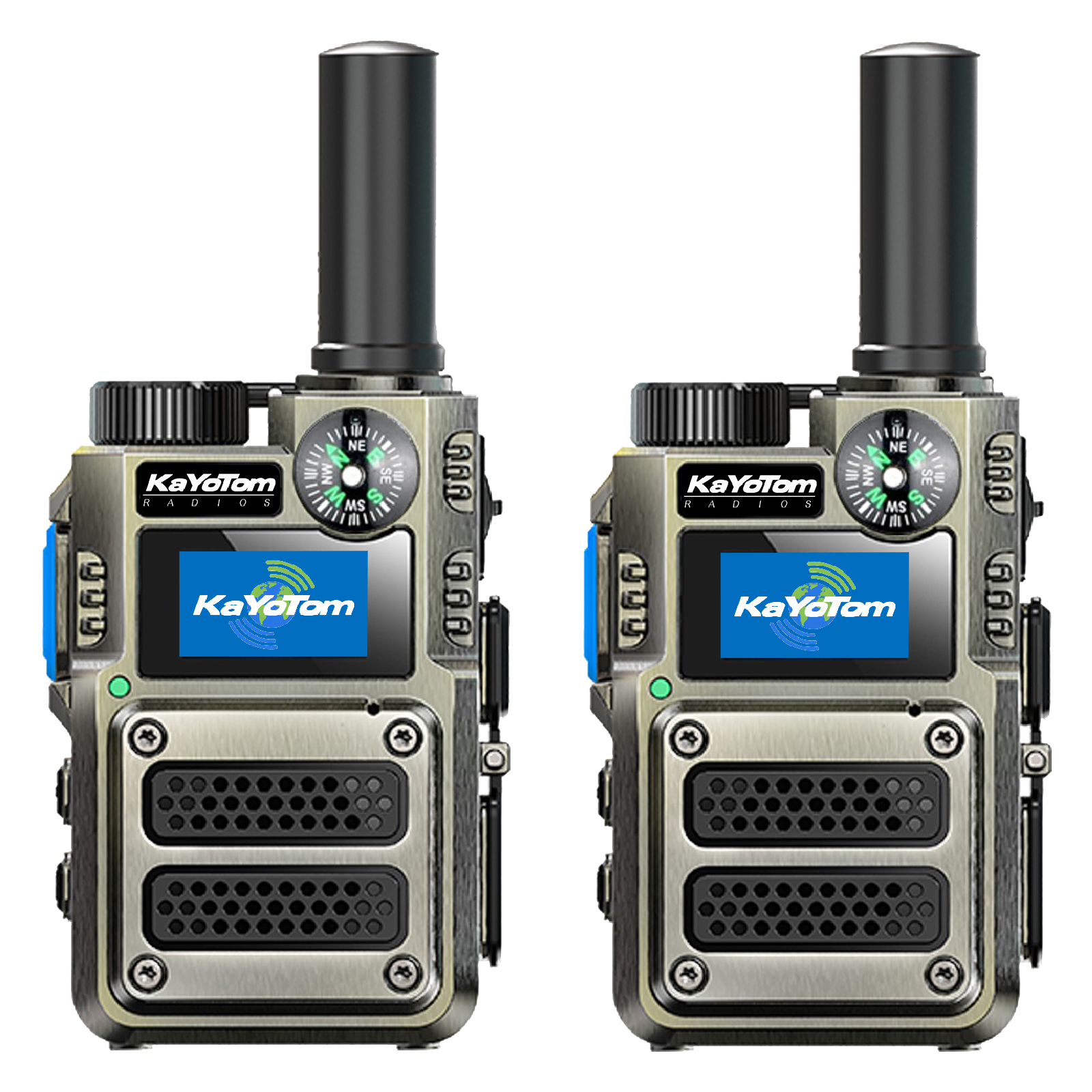 KaYoTom M12 Global Walkie Talkie Unlimited Range Encrypted Two-Way Radio - Compass, 72H Battery, HD Audio, Lightweight & LED Flashlight, 172 Countries Coverage