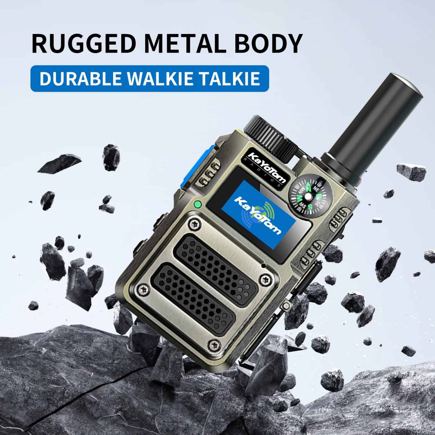 KaYoTom M12 Global Walkie Talkie Unlimited Range Encrypted Two-Way Radio - Compass, 72H Battery, HD Audio, Lightweight & LED Flashlight, 172 Countries Coverage