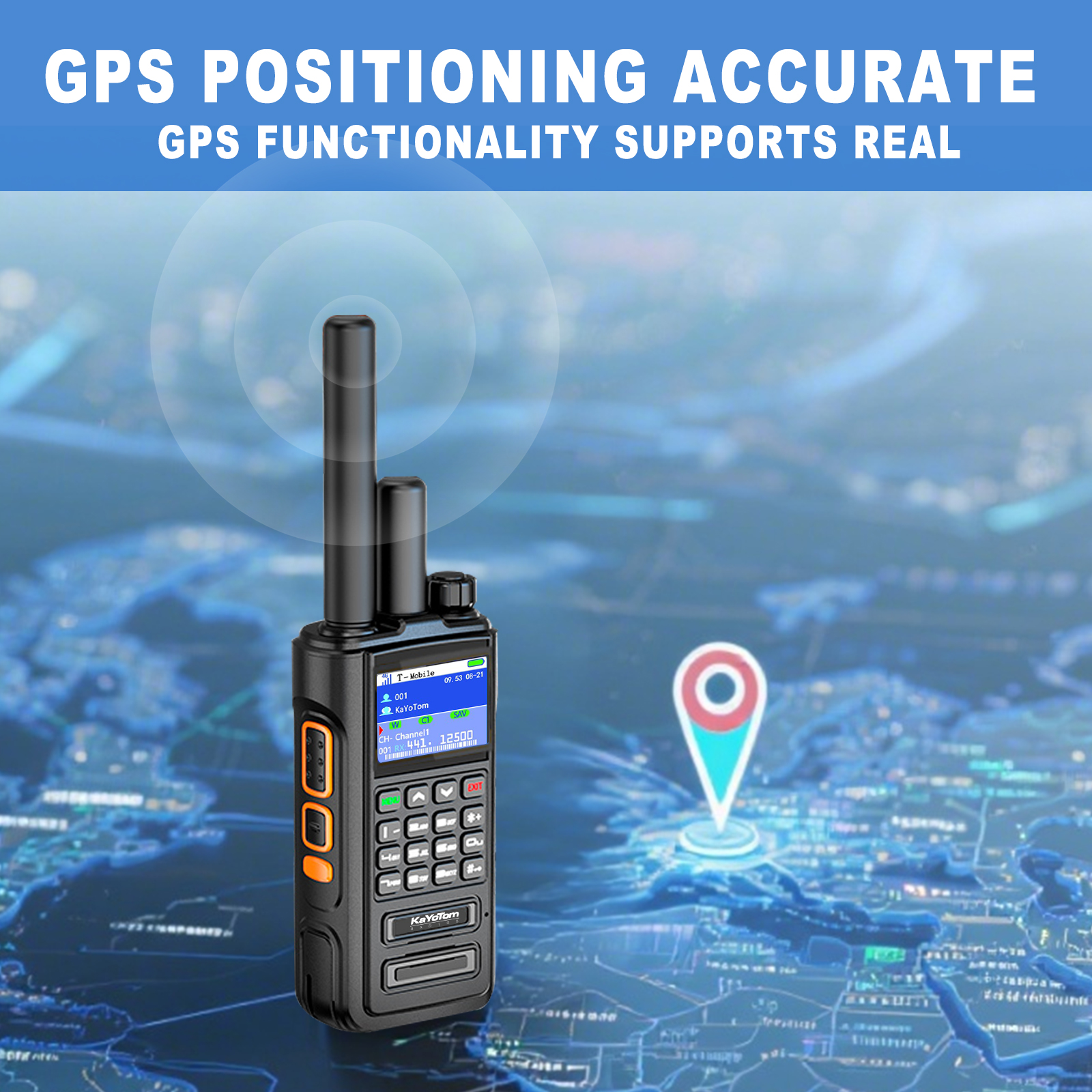 KaYoTom D09 5W Long Range Walkie Talkie – Global PoC + UHF Two-Way Radio with GPS, Encrypted Secure Communication, Dual PTT, HD Audio, IP67 Waterproof, Durable for Outdoor, Security & Business