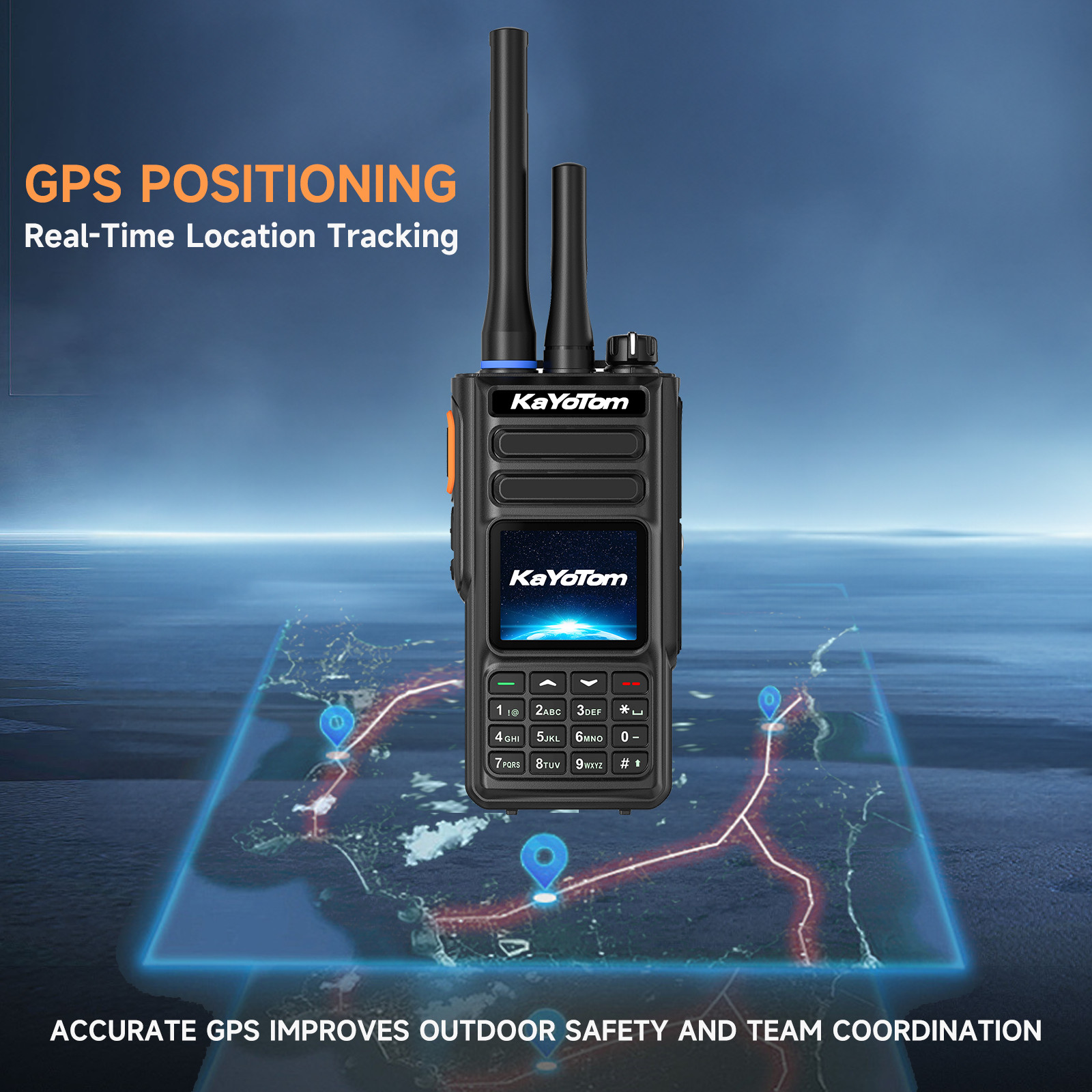 KaYoTom D16 Dual-Mode Global Walkie Talkie – PoC + UHF, IP68, GPS