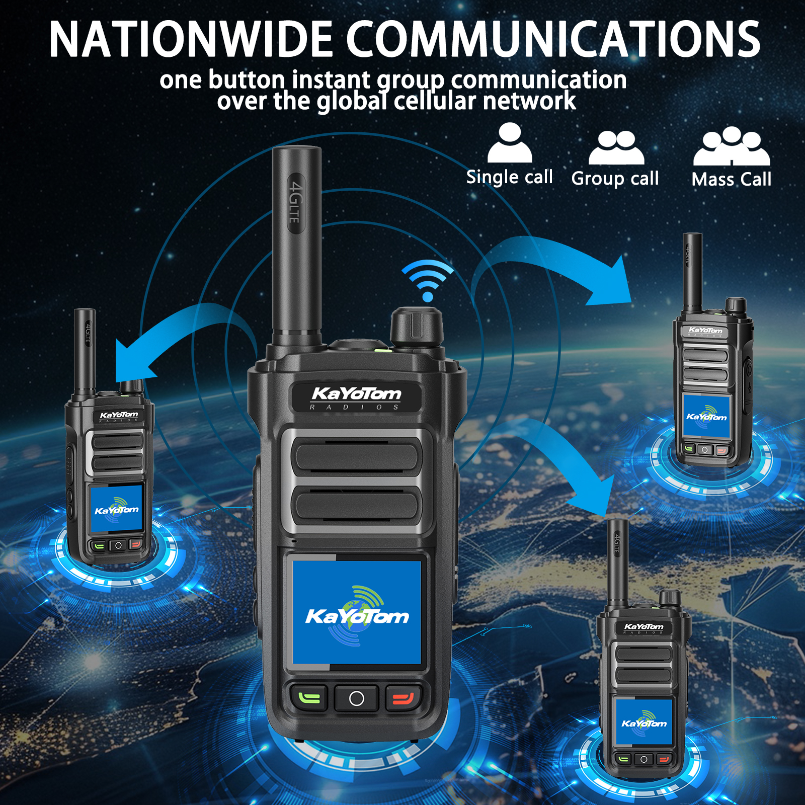 KaYoTom G07 Global Walkie Talkie – Unlimited Range PoC Radio with Nationwide Coverage, 4G LTE Network, Clear Voice & Secure Communication for Outdoor, Business & Emergency Use
