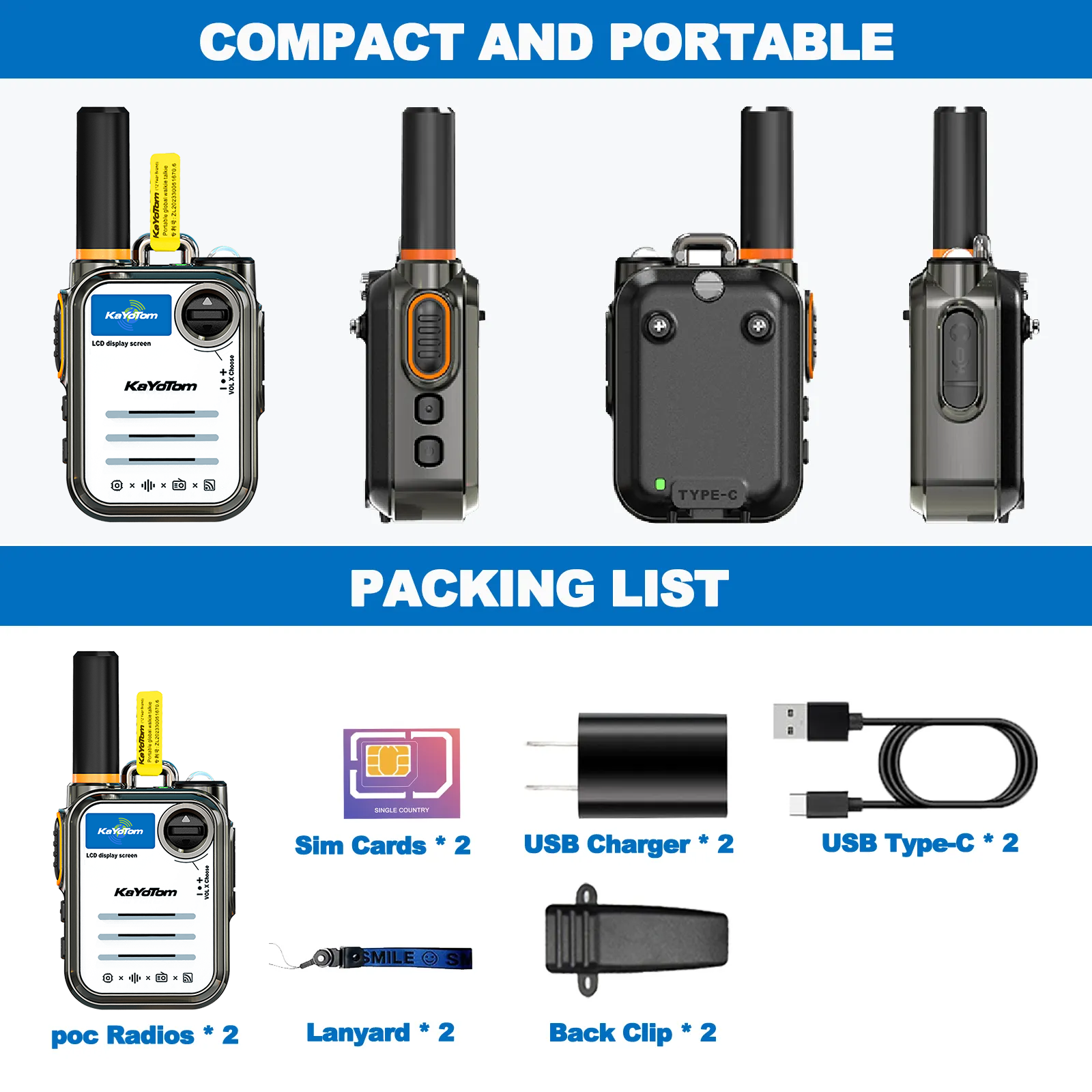 KaYoTom M22 Global Walkie Talkie POC Radio Encrypted Long Range Two-Way Radio
