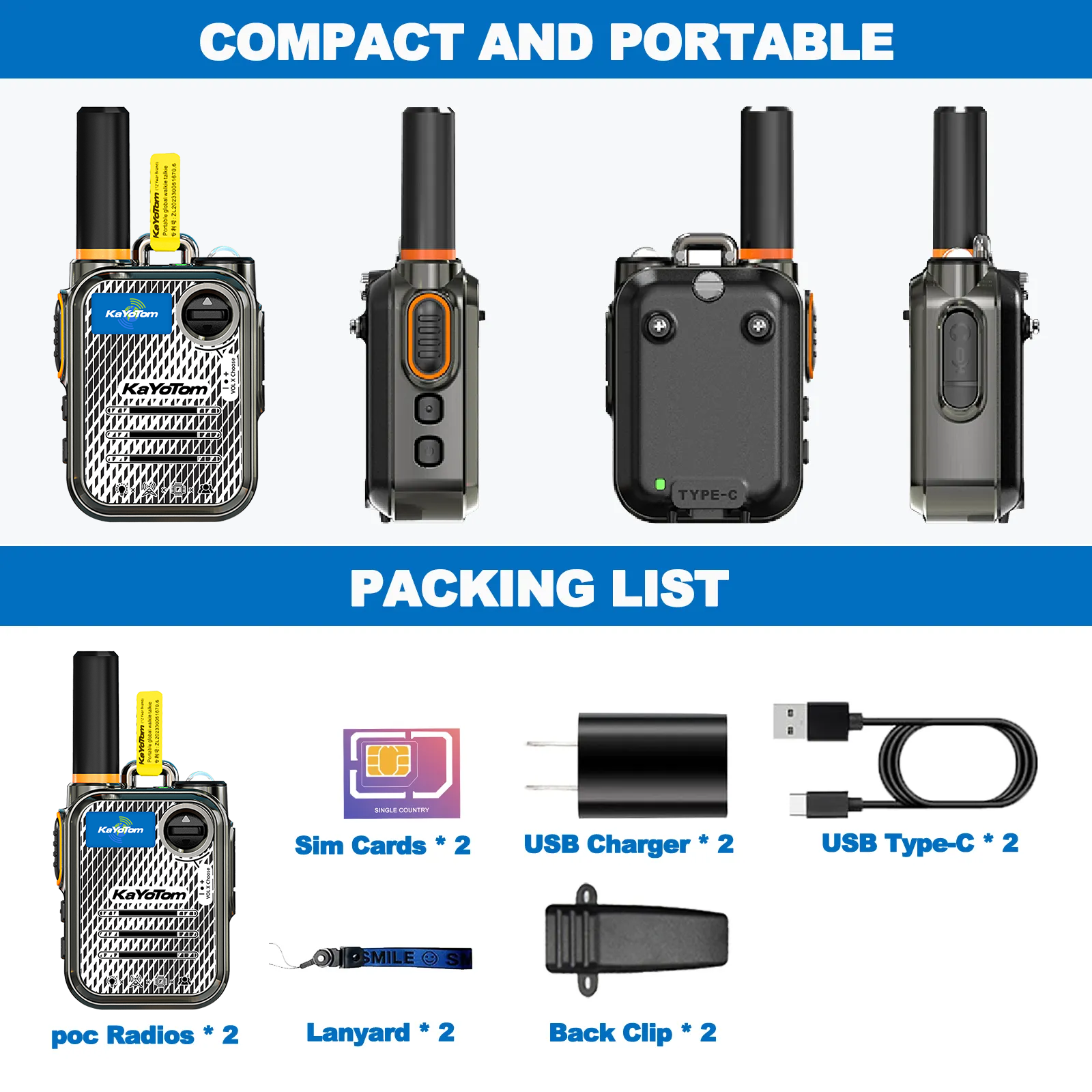 KaYoTom M22 Global Walkie Talkie 4G LTE POC Radio Long Range Rugged Two Way Radio