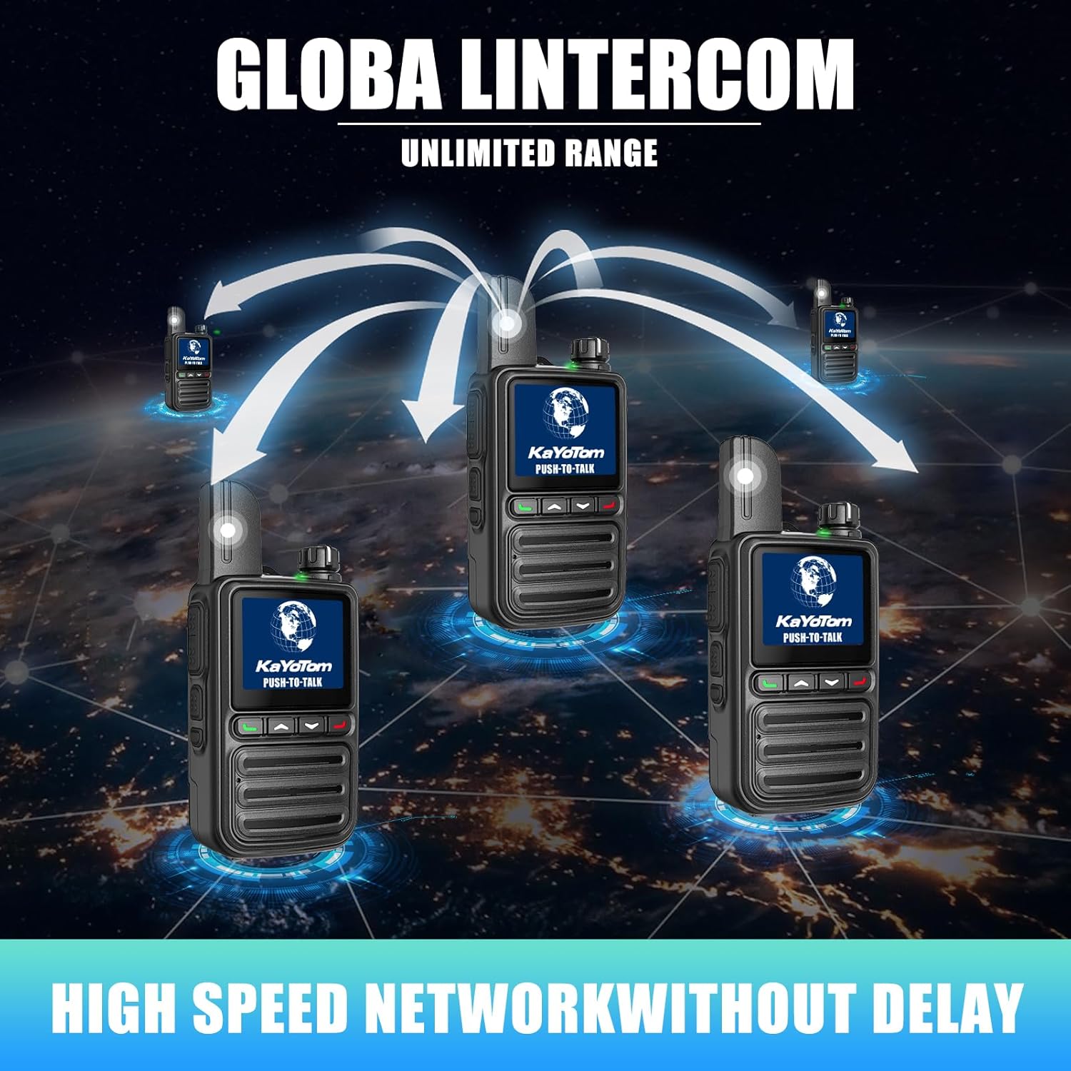 KaYoTom G08 Global Walkie Talkies Unlimited Range PTT Push-to-Talk Over Cellular Nationwide 5000 Miles POC 4G Handheld Long Range Two Way Radio for Team Management