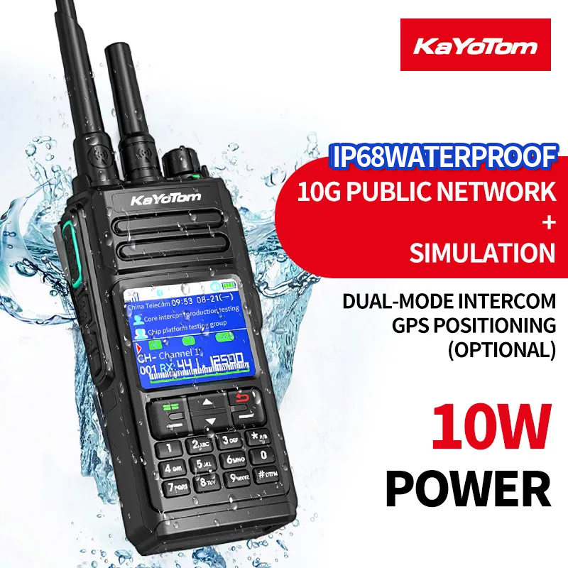KaYoTom D10 4G POC Radio + UHF/VHF Global Encrypted Walkie Talkie Unlimited Range - Dual PTT Buttons, HD Audio, Ip68 Waterproof, GPS Tracking