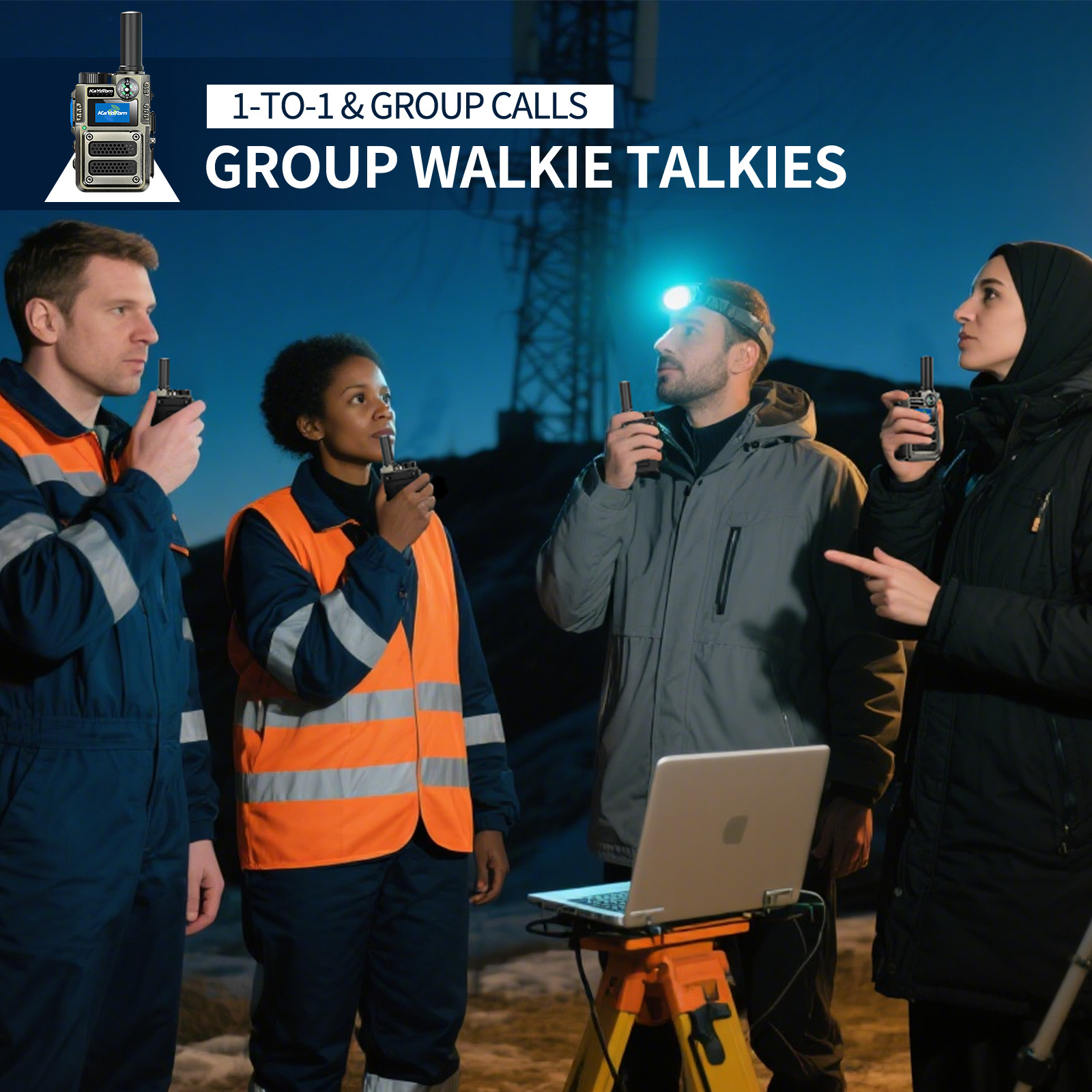 KaYoTom M12 Global Walkie Talkie Unlimited Range Encrypted Two-Way Radio - Compass, 72H Battery, HD Audio, Lightweight & LED Flashlight, 172 Countries Coverage