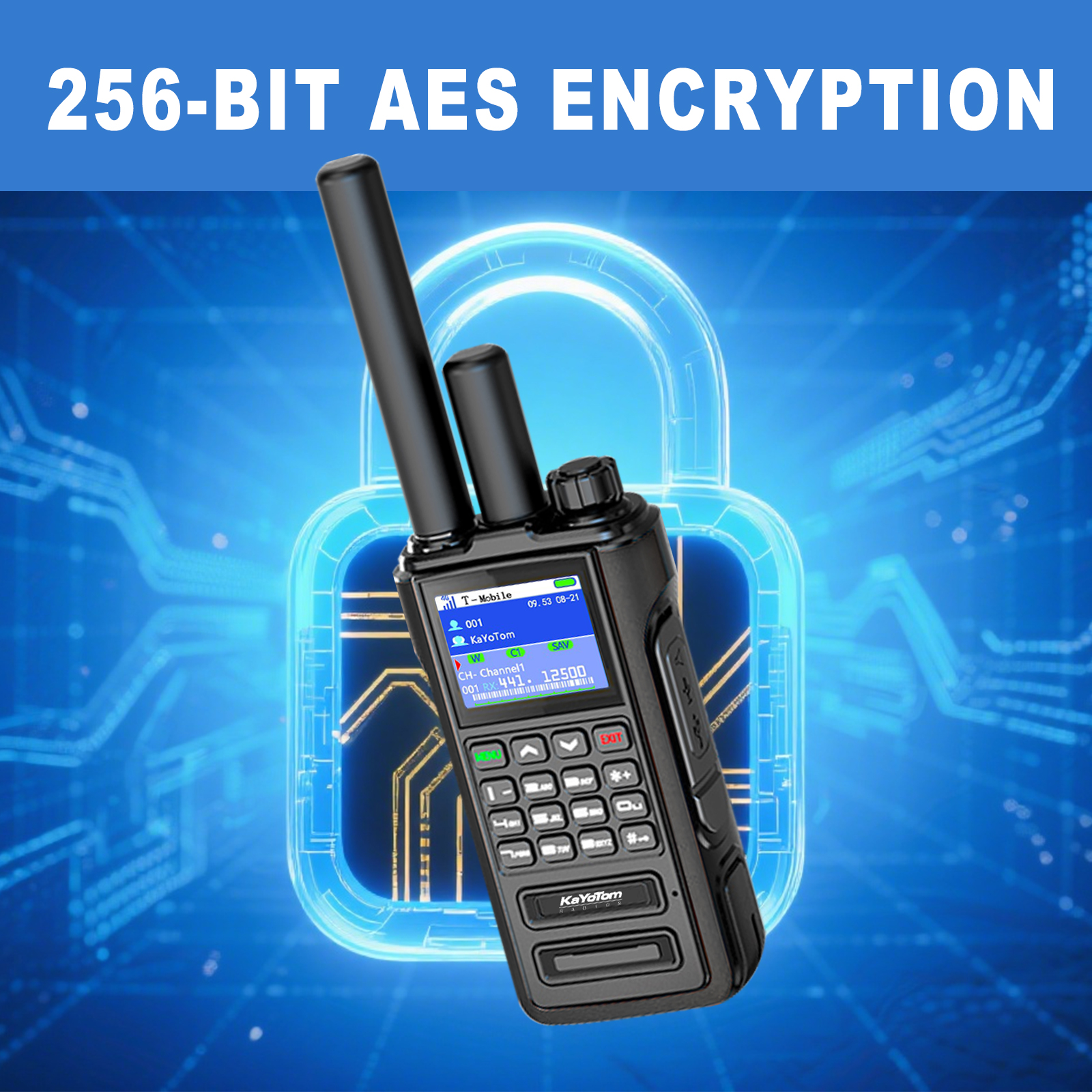 KaYoTom D09 5W Long Range Walkie Talkie – Global PoC + UHF Two-Way Radio with GPS, Encrypted Secure Communication, Dual PTT, HD Audio, IP67 Waterproof, Durable for Outdoor, Security & Business