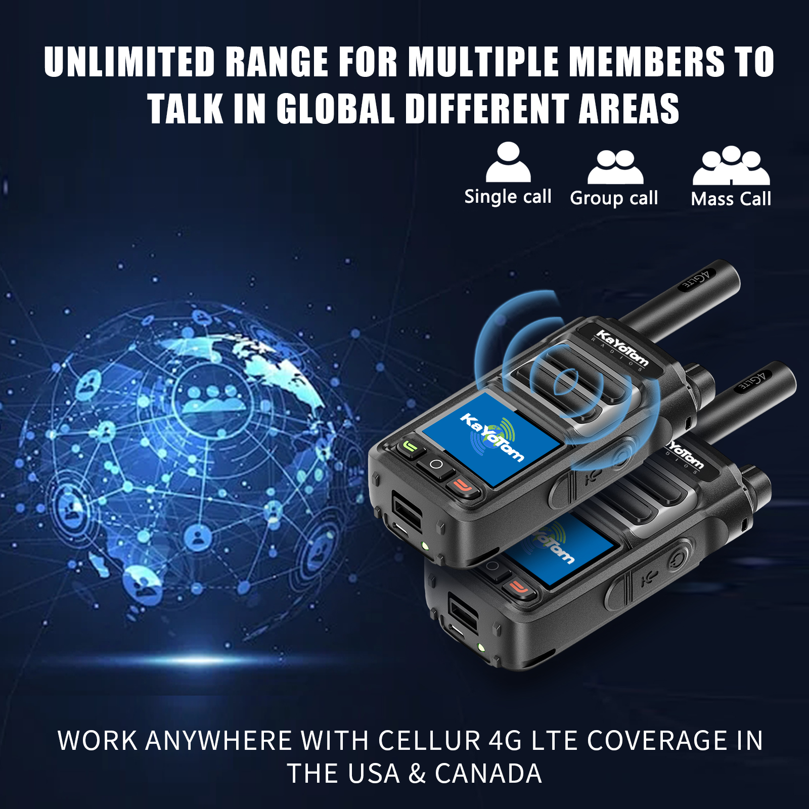 KaYoTom G07 Global Walkie Talkie – Unlimited Range PoC Radio with Nationwide Coverage, 4G LTE Network, Clear Voice & Secure Communication for Outdoor, Business & Emergency Use