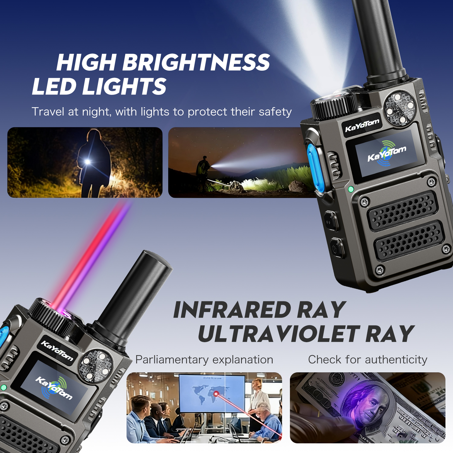 KaYoTom M12 Global Unlimited Range 4G LTE PoC Rapid Walkie Talkies Long Range Two-Way Radios 5000+ Miles with Nationwide Range Long Distance Radios for Truck Fleet & Construction site