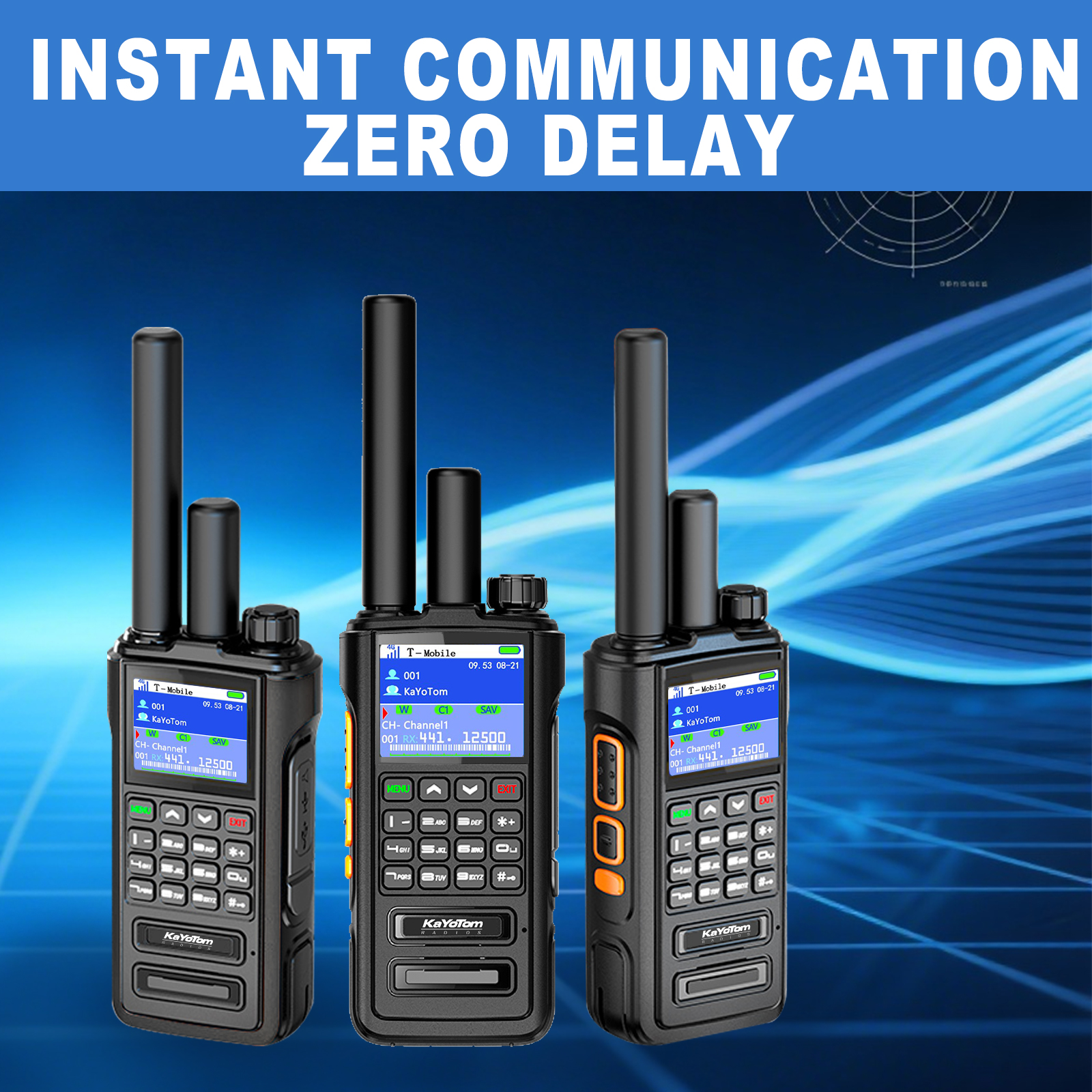 KaYoTom D09 5W Long Range Walkie Talkie – Global PoC + UHF Two-Way Radio with GPS, Encrypted Secure Communication, Dual PTT, HD Audio, IP67 Waterproof, Durable for Outdoor, Security & Business