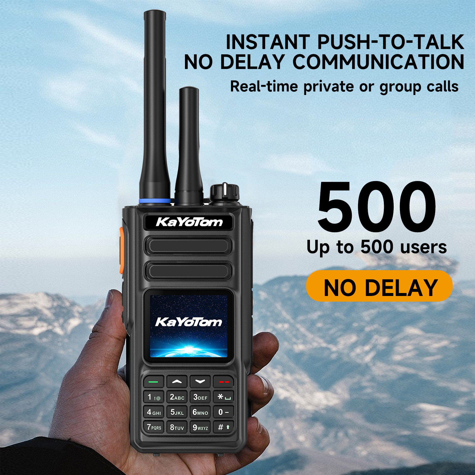 KaYoTom D16 Dual-Mode Global Walkie Talkie – PoC + UHF, IP68, GPS