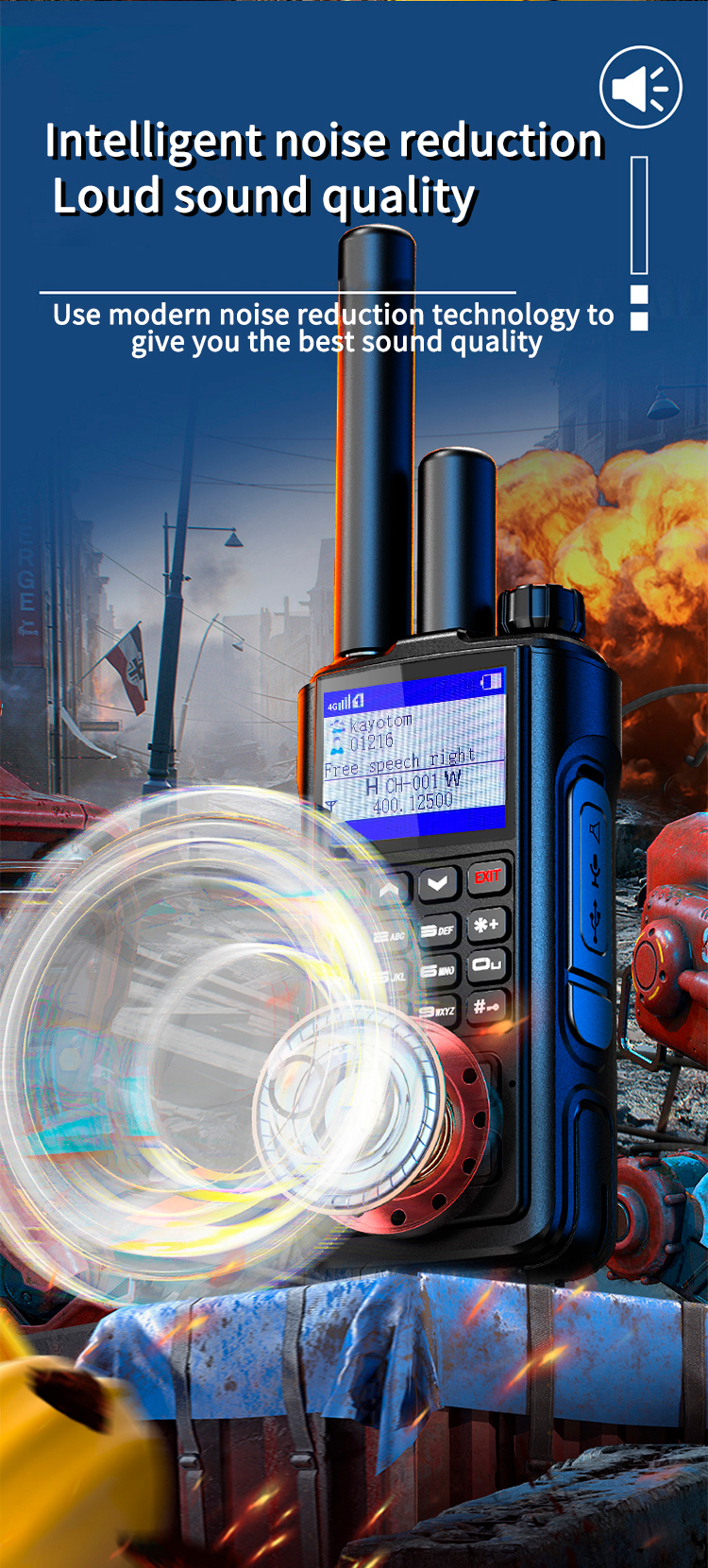 KaYoTom D09 Dual-Mode Global Push-to-Talk Walkie-Talkie with POC + UHF, Waterproof, Long Battery Life and Optional GPS