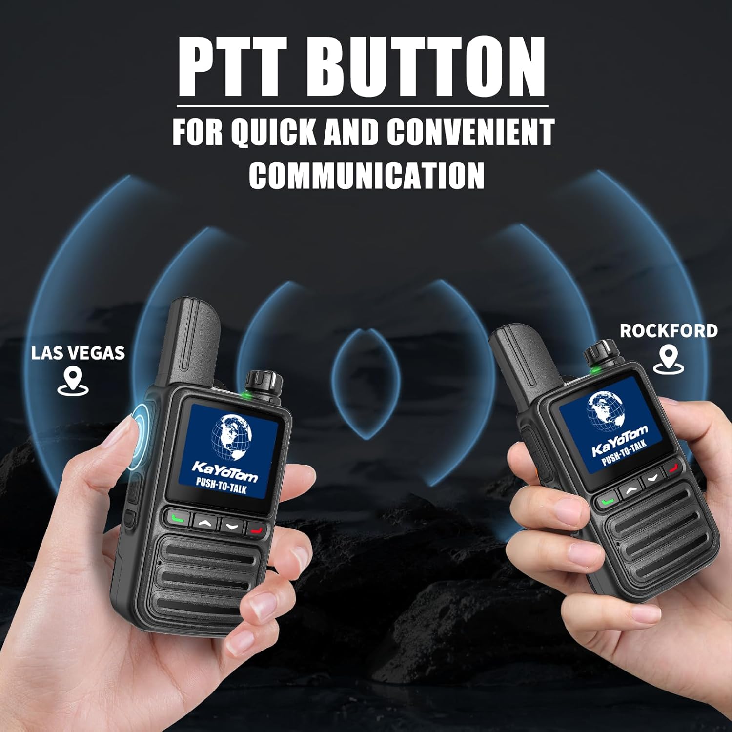 KaYoTom G08 Global Walkie Talkies Unlimited Range PTT Push-to-Talk Over Cellular Nationwide 5000 Miles POC 4G Handheld Long Range Two Way Radio for Team Management