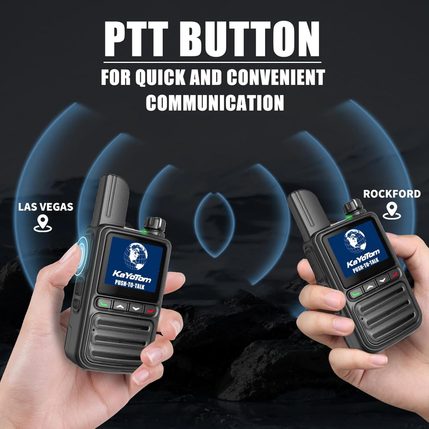 KaYoTom G08 Global Walkie Talkies Unlimited Range PTT Push-to-Talk Over Cellular Nationwide 5000 Miles POC 4G Handheld Long Range Two Way Radio for Team Management