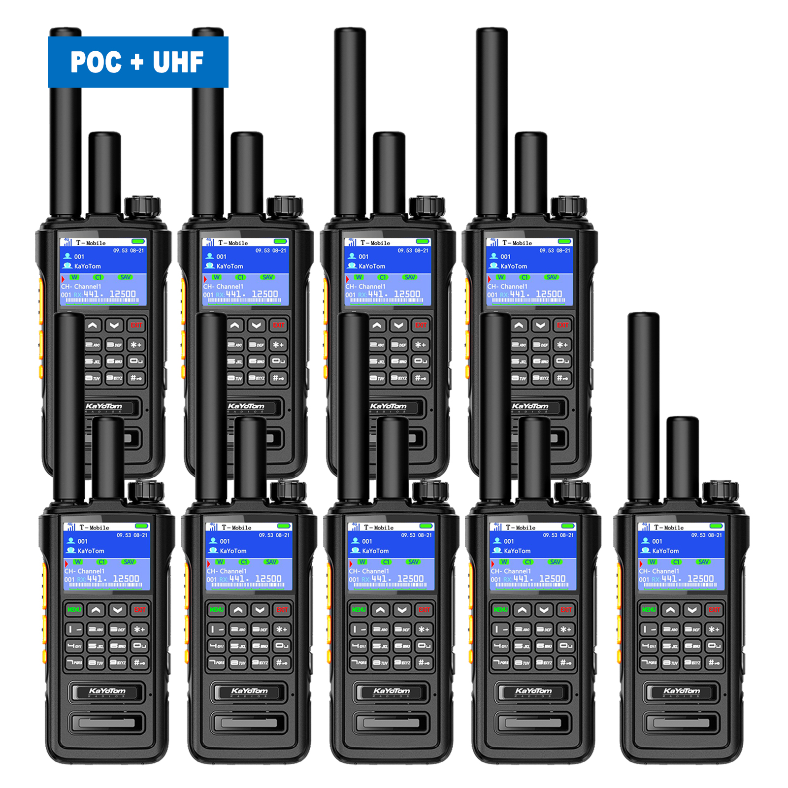 KaYoTom D09 5W Long Range Walkie Talkie – Global PoC + UHF Two-Way Radio with GPS, Encrypted Secure Communication, Dual PTT, HD Audio, IP67 Waterproof, Durable for Outdoor, Security & Business