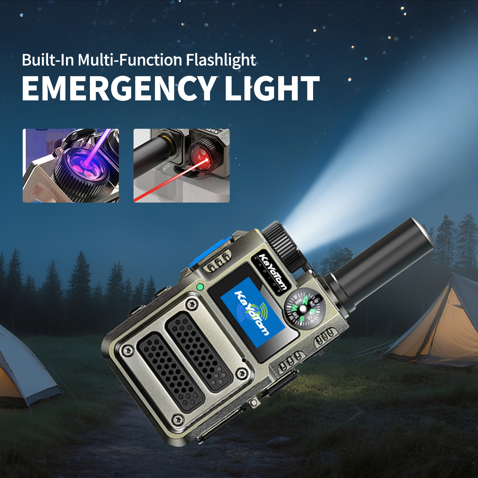 KaYoTom M12 Global Walkie Talkie Unlimited Range Encrypted Two-Way Radio - Compass, 72H Battery, HD Audio, Lightweight & LED Flashlight, 172 Countries Coverage