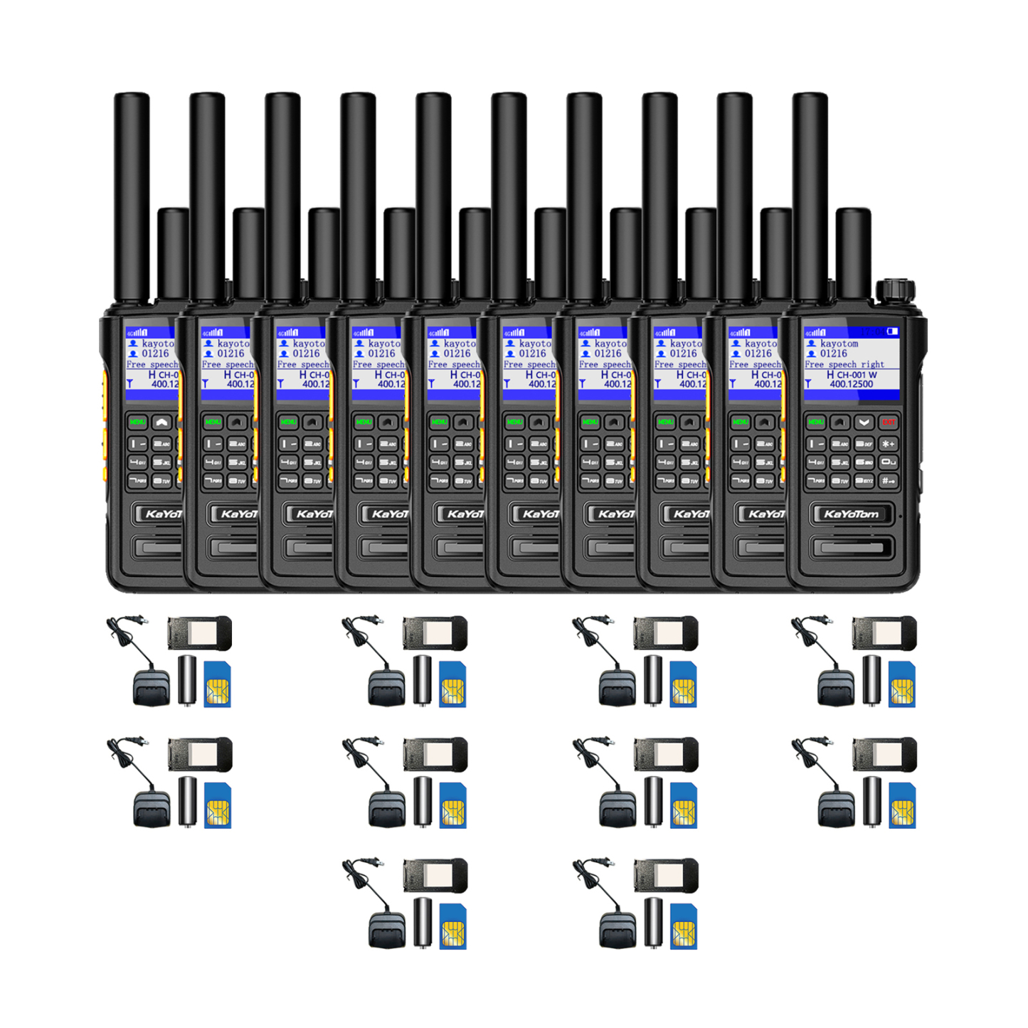 KaYoTom D09 Dual-Mode Global Push-to-Talk Walkie-Talkie with POC + UHF, Waterproof, Long Battery Life and Optional GPS