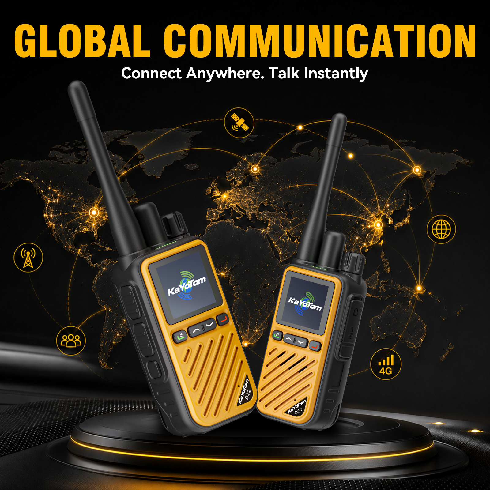KaYoTom D22 Hybrid Dual Mode Global Poc Walkie Talkie Gmrs Two Way Radio