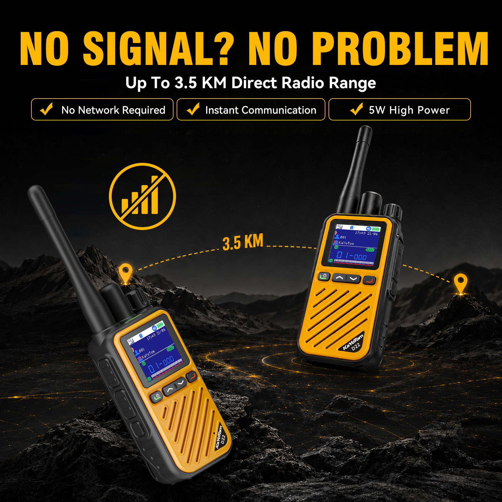 KaYoTom D22 Hybrid Dual Mode Global Poc Walkie Talkie Gmrs Two Way Radio