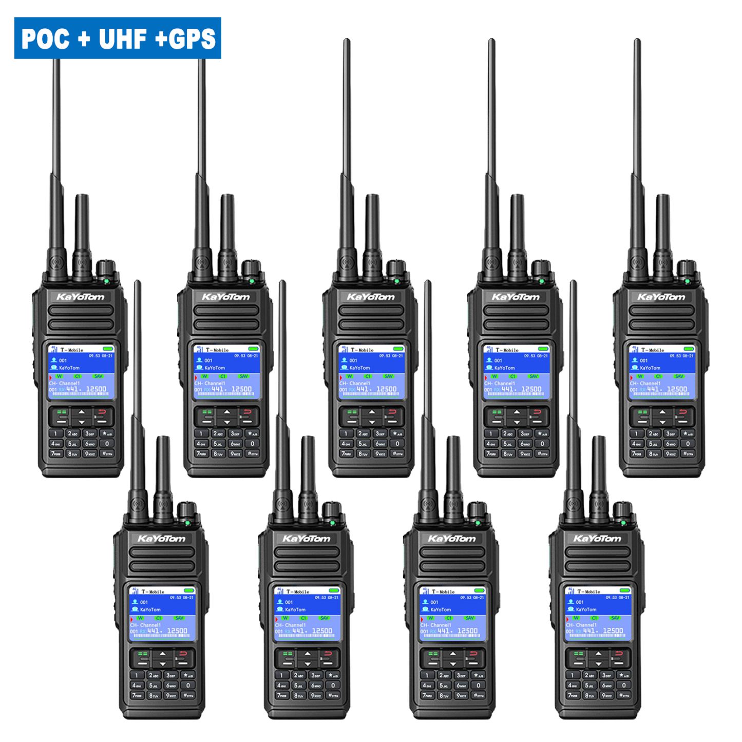 KaYoTom D10 Long Range Walkie Talkie, Unlimited Distance Global Two-Way Radio – PoC + UHF + VHF/GPS, Encrypted Communication, Dual PTT, HD Audio, IP68 Waterproof for Outdoor, Security, Business Use