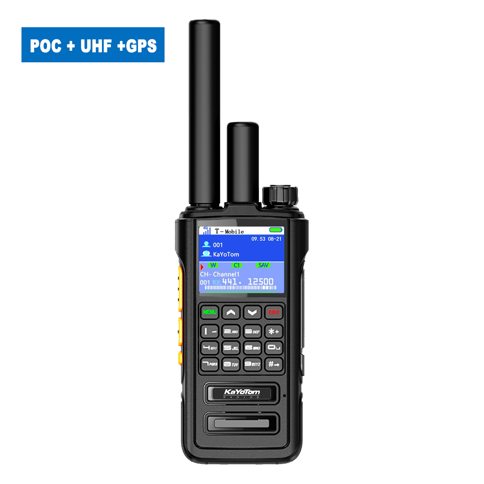 KaYoTom D09 5W Long Range Walkie Talkie – Global PoC + UHF Two-Way Radio with GPS, Encrypted Secure Communication, Dual PTT, HD Audio, IP67 Waterproof, Durable for Outdoor, Security & Business