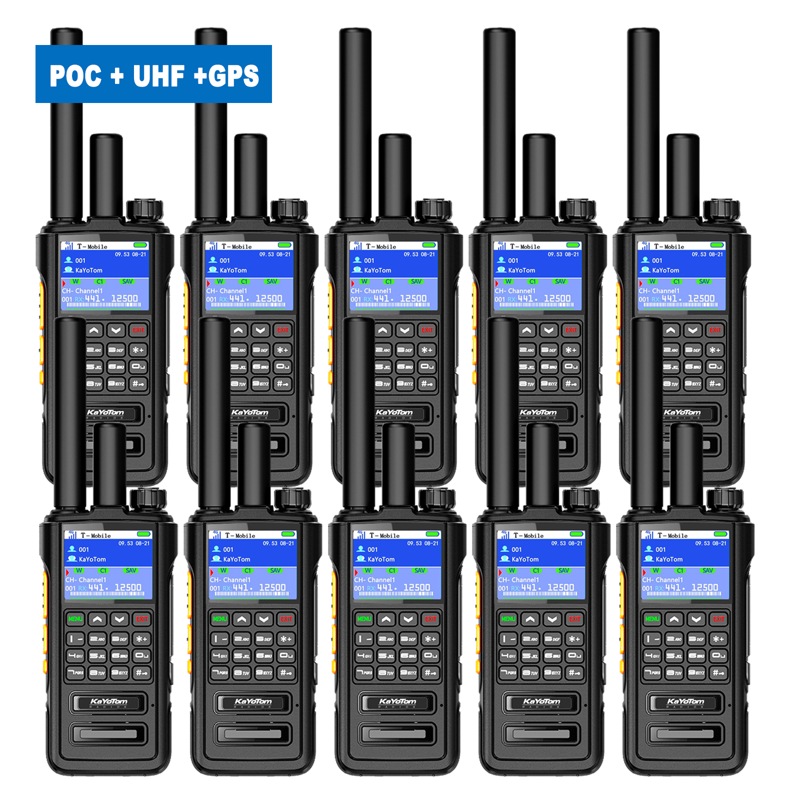 KaYoTom D09 5W Long Range Walkie Talkie – Global PoC + UHF Two-Way Radio with GPS, Encrypted Secure Communication, Dual PTT, HD Audio, IP67 Waterproof, Durable for Outdoor, Security & Business