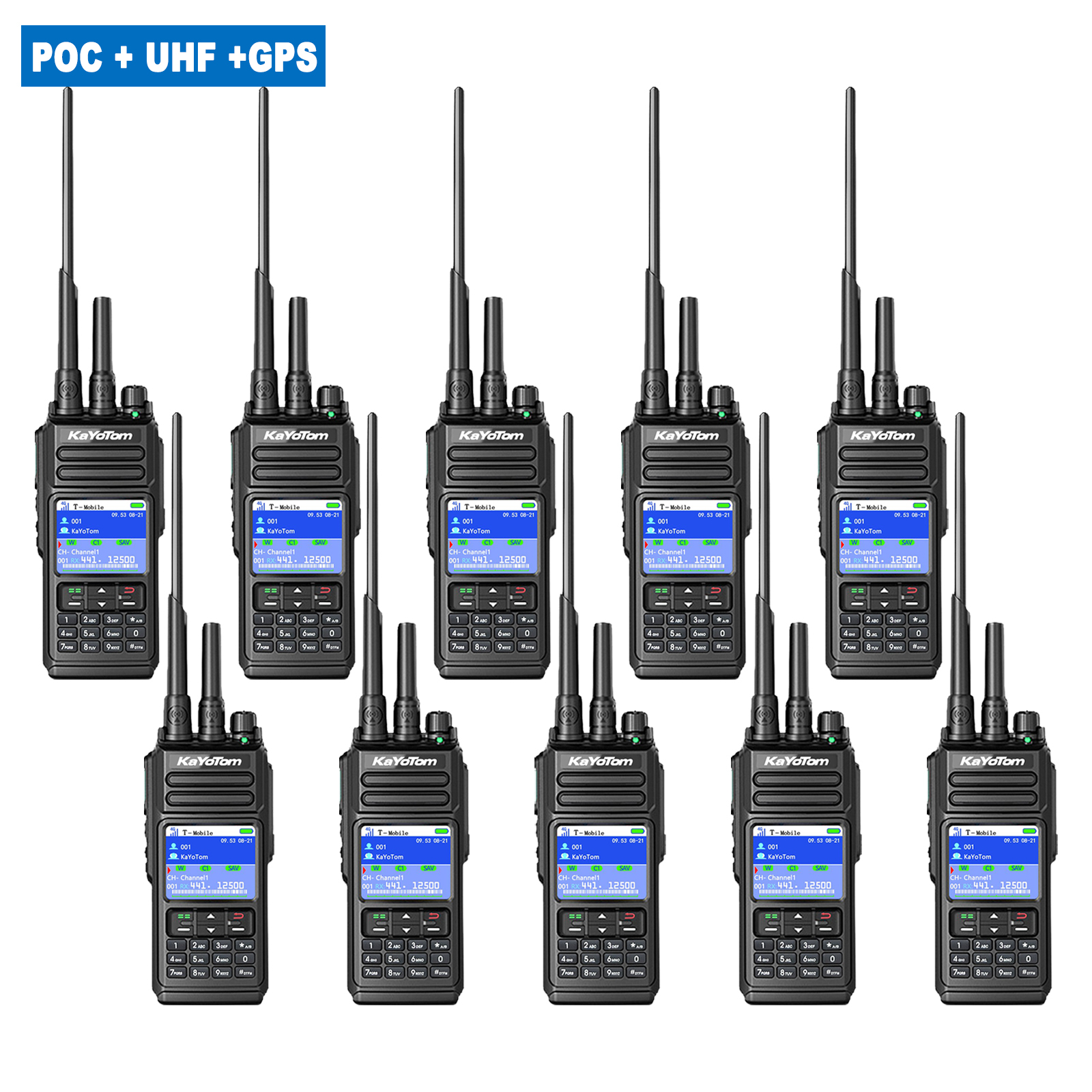 KaYoTom D10 Long Range Walkie Talkie, Unlimited Distance Global Two-Way Radio – PoC + UHF + VHF/GPS, Encrypted Communication, Dual PTT, HD Audio, IP68 Waterproof for Outdoor, Security, Business Use