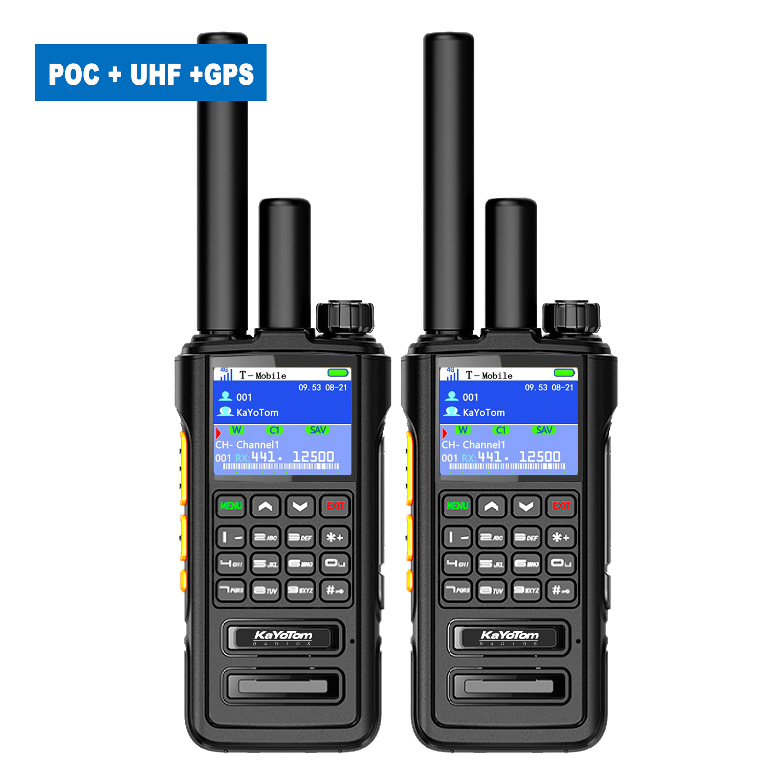 KaYoTom D09 5W Long Range Walkie Talkie – Global PoC + UHF Two-Way Radio with GPS, Encrypted Secure Communication, Dual PTT, HD Audio, IP67 Waterproof, Durable for Outdoor, Security & Business