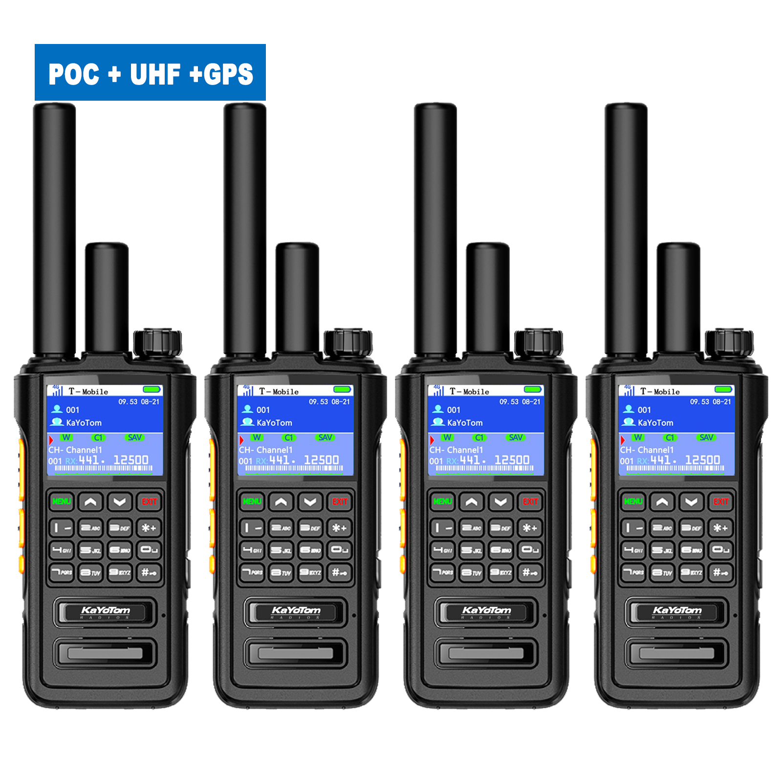KaYoTom D09 5W Long Range Walkie Talkie – Global PoC + UHF Two-Way Radio with GPS, Encrypted Secure Communication, Dual PTT, HD Audio, IP67 Waterproof, Durable for Outdoor, Security & Business