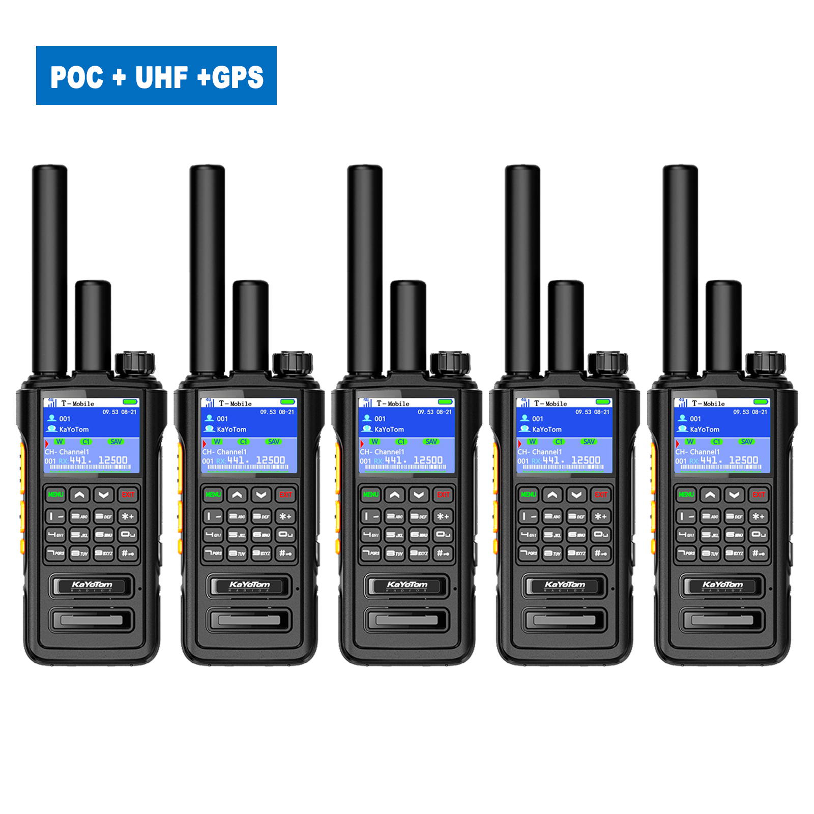 KaYoTom D09 5W Long Range Walkie Talkie – Global PoC + UHF Two-Way Radio with GPS, Encrypted Secure Communication, Dual PTT, HD Audio, IP67 Waterproof, Durable for Outdoor, Security & Business