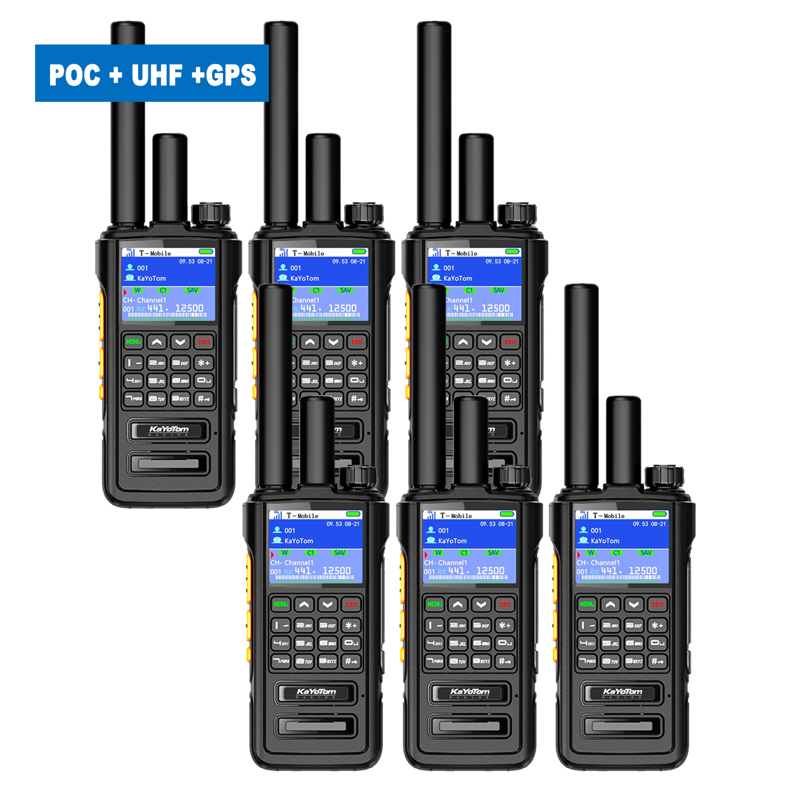KaYoTom D09 5W Long Range Walkie Talkie – Global PoC + UHF Two-Way Radio with GPS, Encrypted Secure Communication, Dual PTT, HD Audio, IP67 Waterproof, Durable for Outdoor, Security & Business