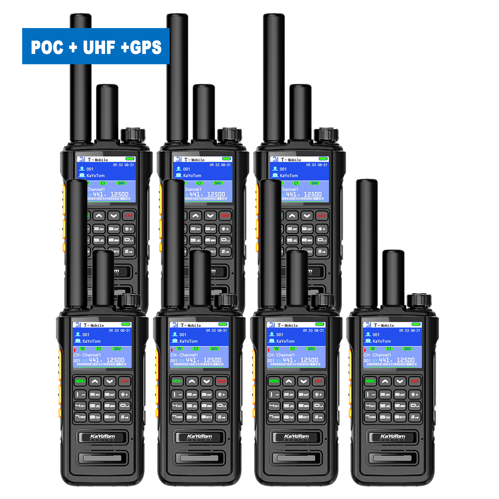 KaYoTom D09 5W Long Range Walkie Talkie – Global PoC + UHF Two-Way Radio with GPS, Encrypted Secure Communication, Dual PTT, HD Audio, IP67 Waterproof, Durable for Outdoor, Security & Business