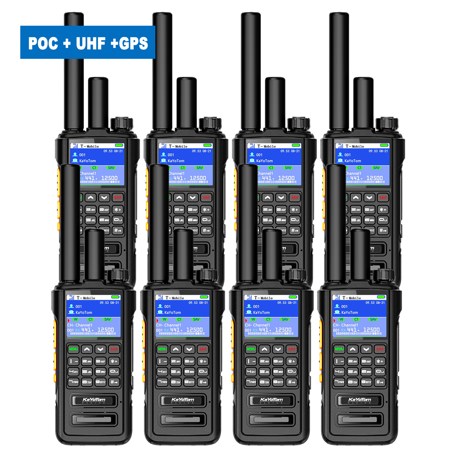 KaYoTom D09 5W Long Range Walkie Talkie – Global PoC + UHF Two-Way Radio with GPS, Encrypted Secure Communication, Dual PTT, HD Audio, IP67 Waterproof, Durable for Outdoor, Security & Business