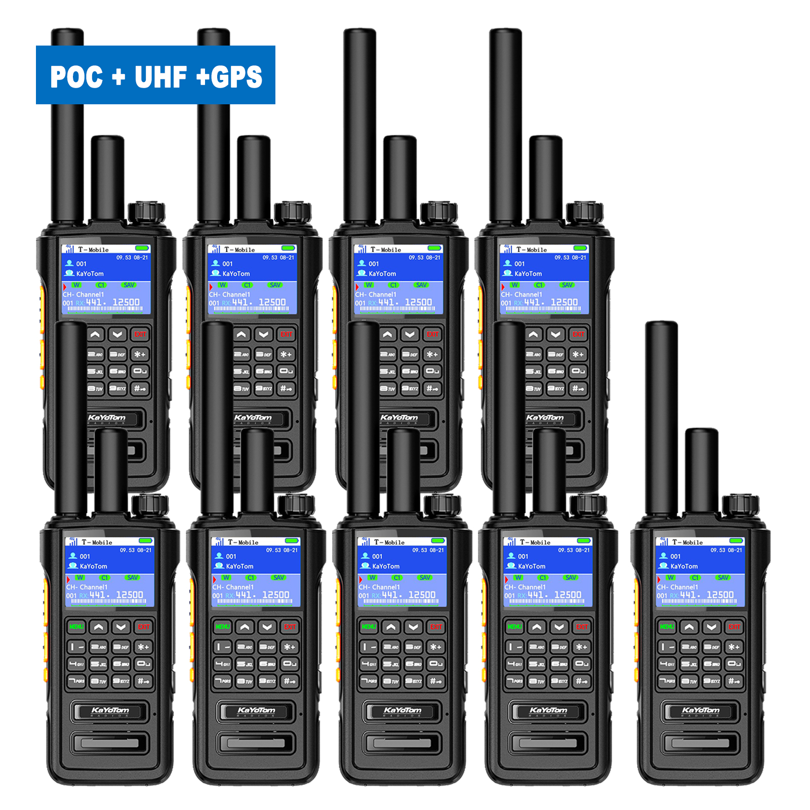 KaYoTom D09 5W Long Range Walkie Talkie – Global PoC + UHF Two-Way Radio with GPS, Encrypted Secure Communication, Dual PTT, HD Audio, IP67 Waterproof, Durable for Outdoor, Security & Business