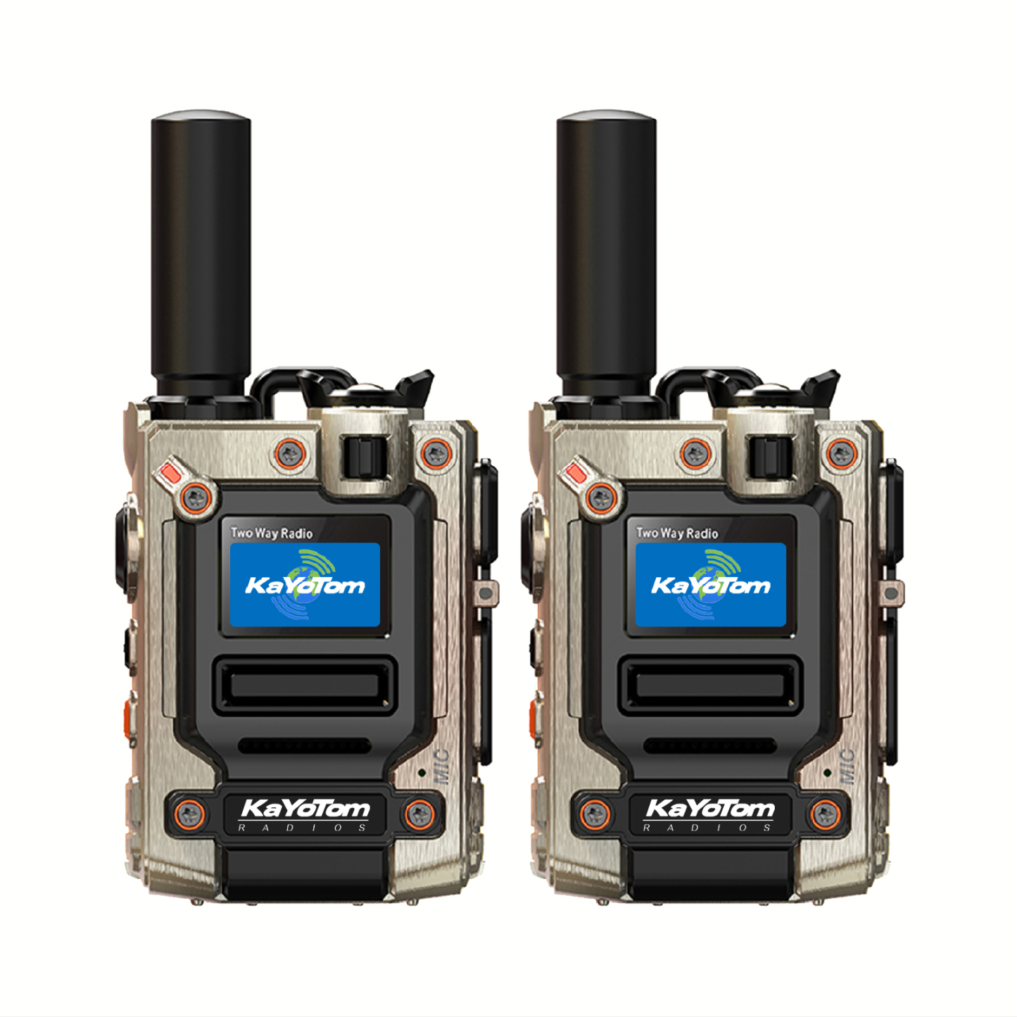 KaYoTom M08 walkie talkie with AI noise canceling and emergency LED flashlight