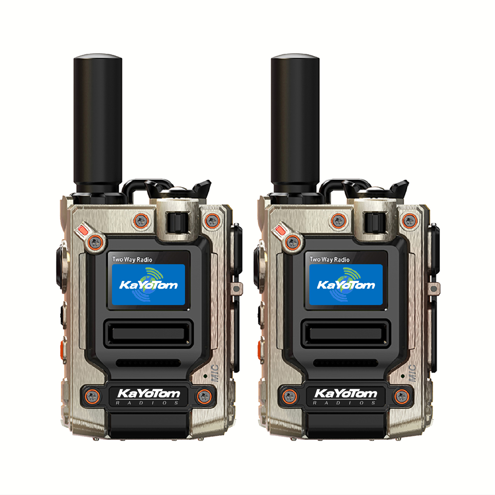 KaYoTom M08 walkie talkie with AI noise canceling and emergency LED flashlight
