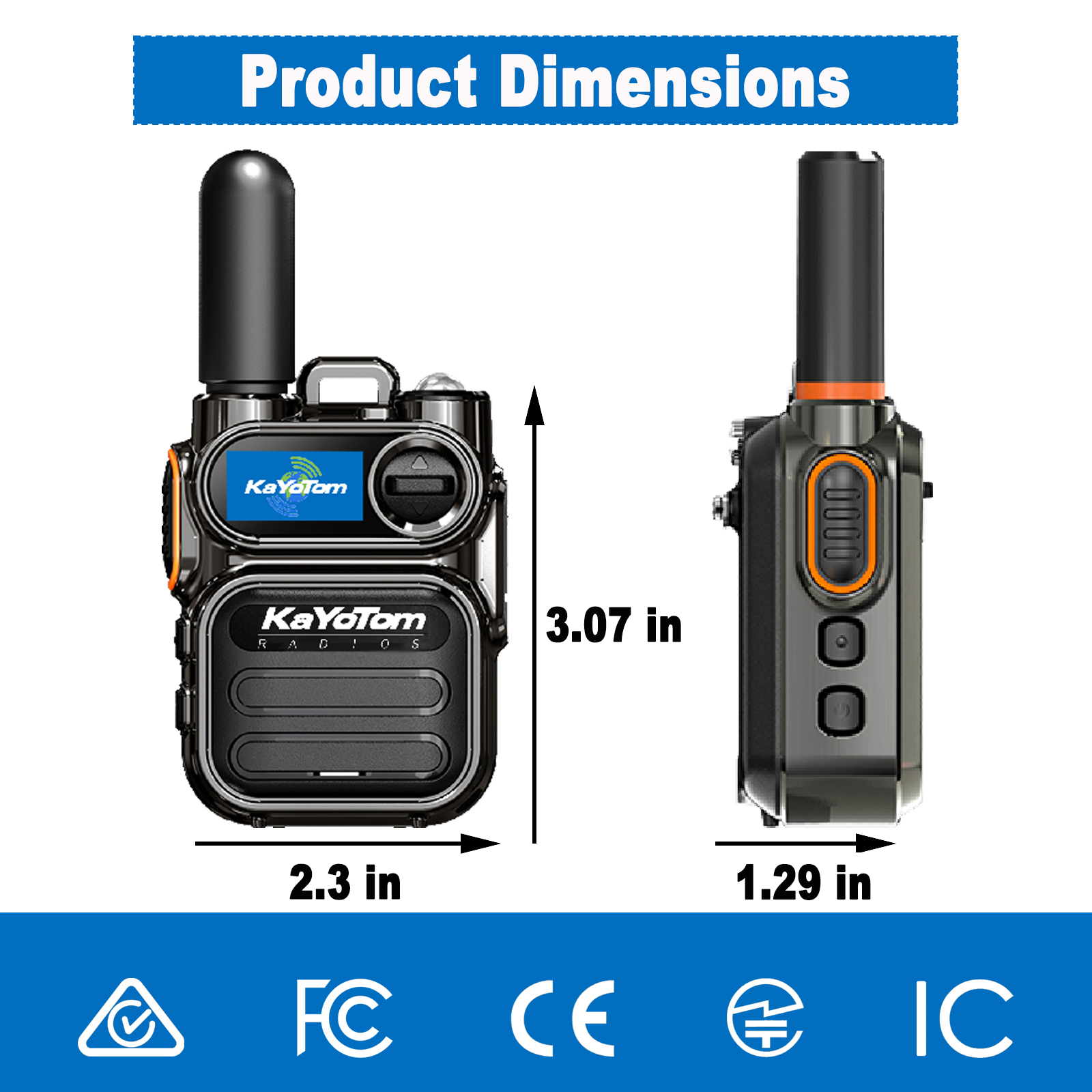 KaYoTom M11 Global Walkie Talkie - Unlimited Range Encrypted Two-Way Radio - 72H Battery, Lightweight & LED Flashlight, 172 Countries Coverage