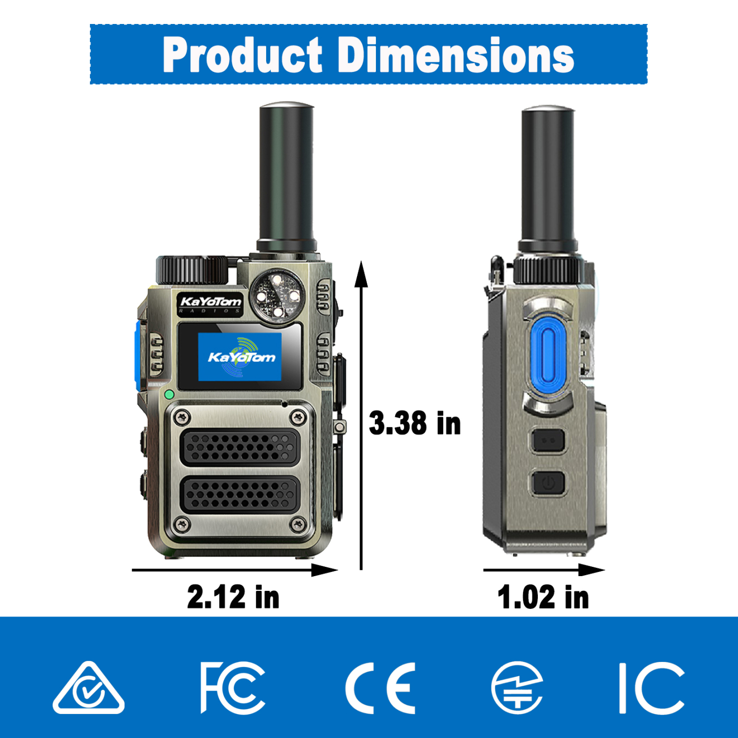 KaYoTom M12 Global Walkie Talkie Unlimited Range Encrypted Two-Way Radio - 72H Battery, HD Audio, SOS, Lightweight & LED Flashlight, 172 Countries Coverage