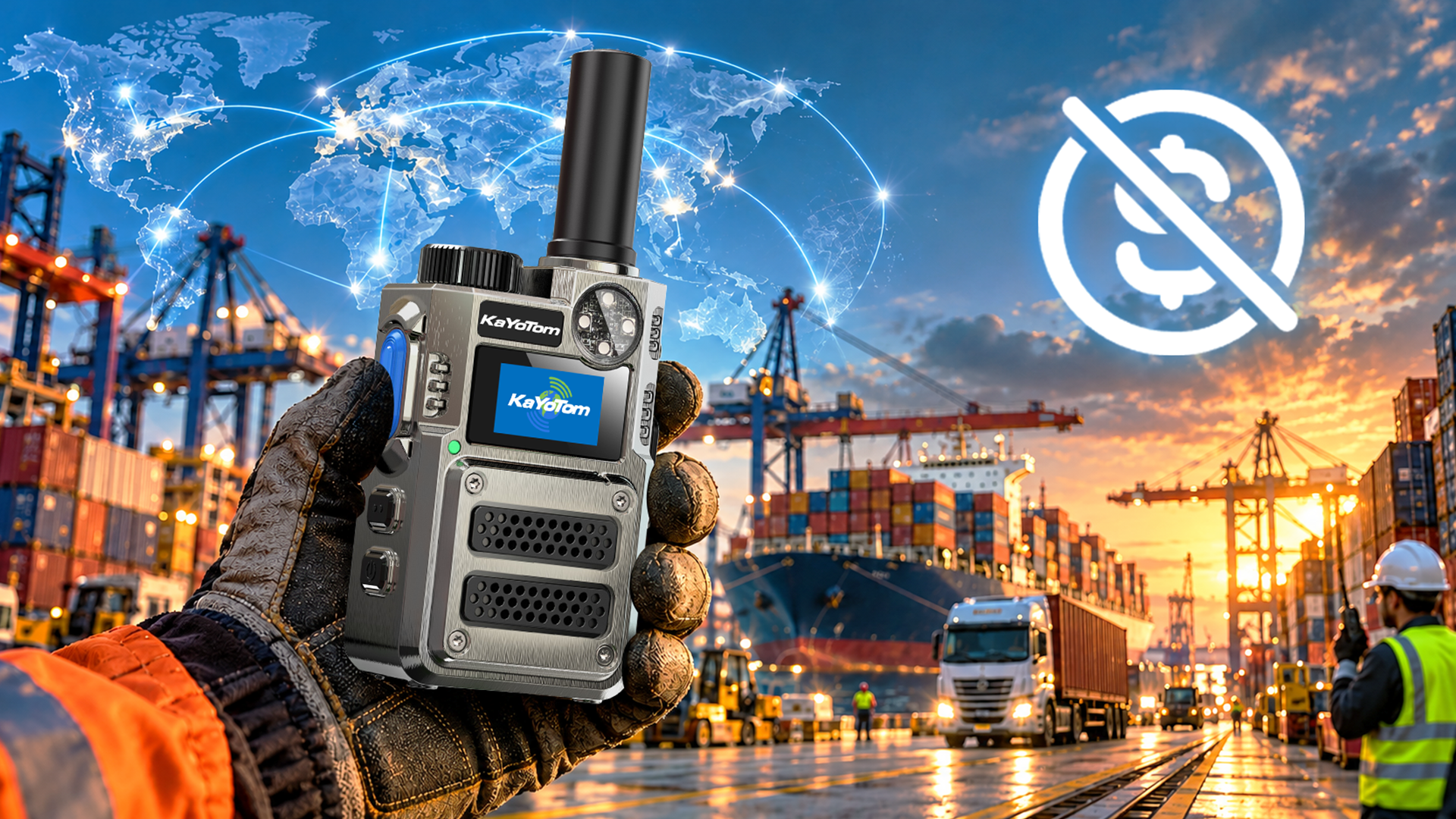 KaYoTom M12 no monthly fee unlimited range walkie talkie with zero subscription cost icon