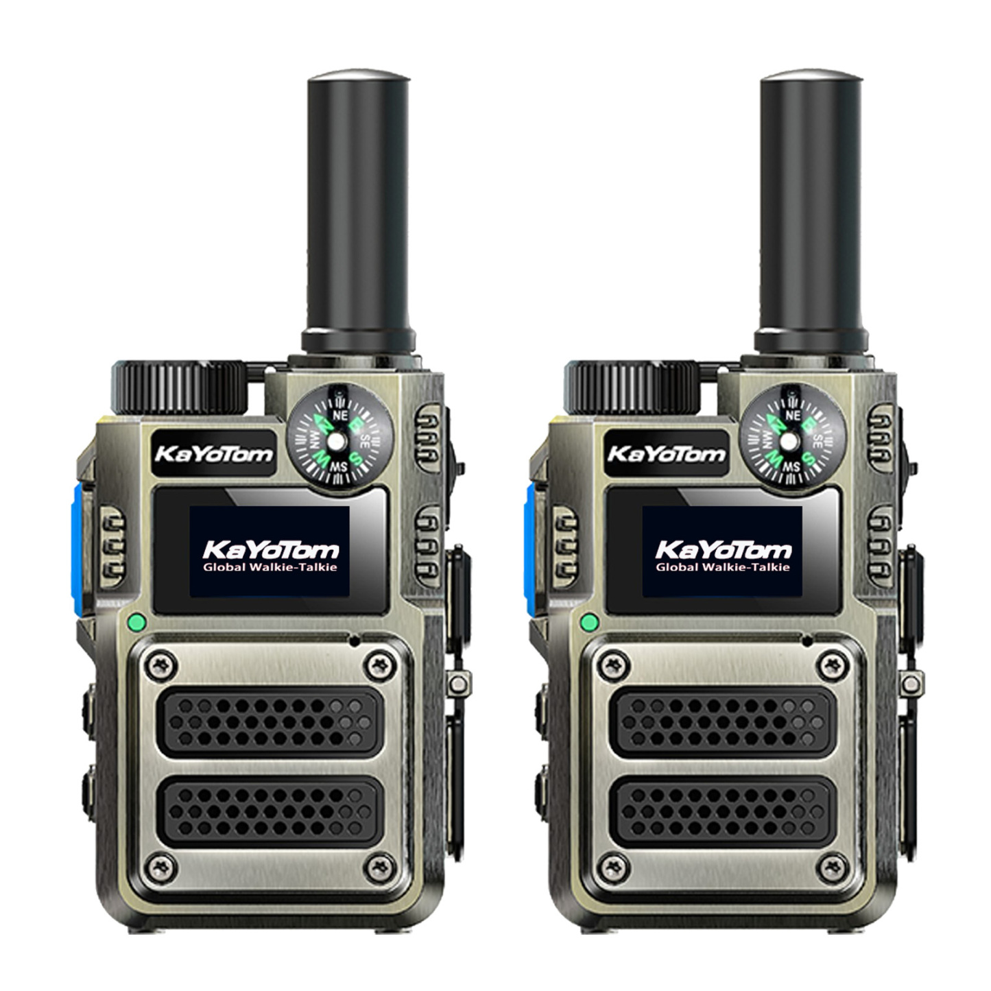 KaYoTom M12 Global Walkie Talkie Unlimited Range Encrypted Two-Way Radio - Compass, 72H Battery, HD Audio, Lightweight & LED Flashlight, 172 Countries Coverage