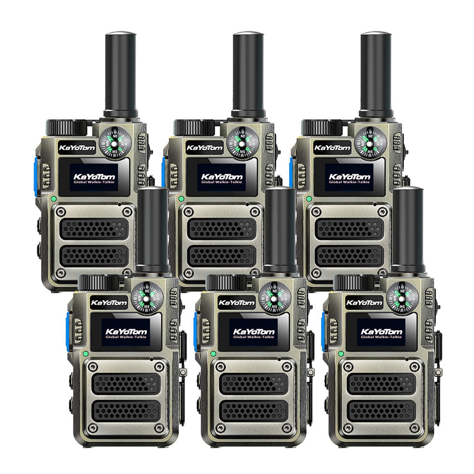 KaYoTom M12 Global Walkie Talkie Unlimited Range Encrypted Two-Way Radio - Compass, 72H Battery, HD Audio, Lightweight & LED Flashlight, 172 Countries Coverage