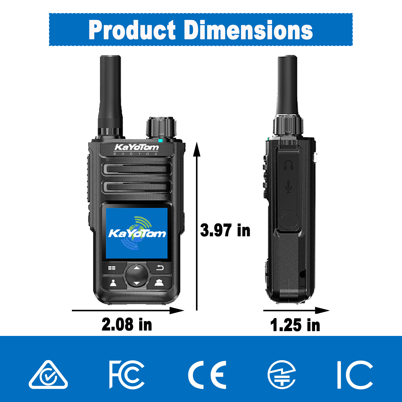 KaYoTom M14 Global Walkie Talkie Unlimited Range Encrypted Two-Way Radio - 72H Battery, GPS Tracking, Lightweight & Waterproof, 172 Countries Coverage