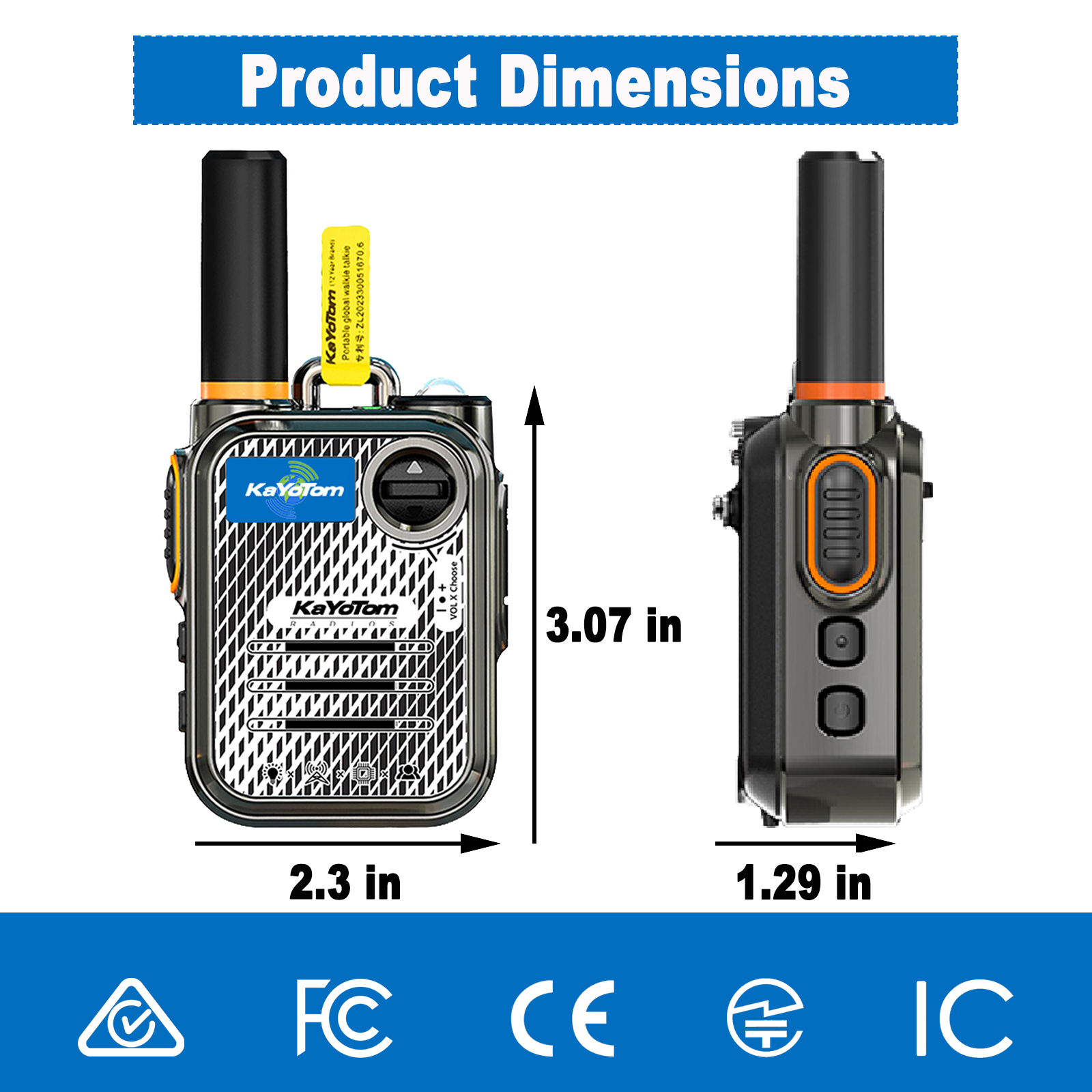KaYoTom M22 Global Walkie Talkie Unlimited Range Encrypted Two-Way Radio - 72H Battery, HD Audio, Lightweight & LED Flashlight, 172 Countries Coverage