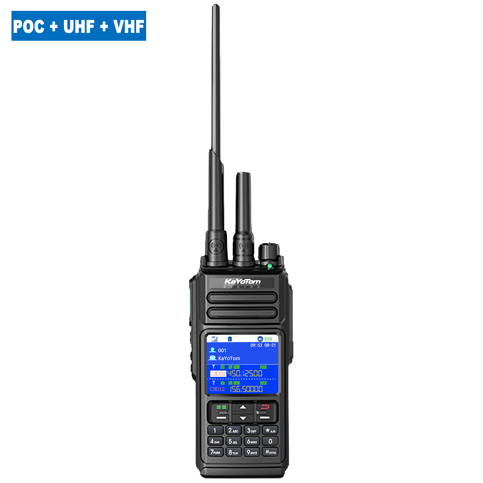 KaYoTom D10 Long Range Walkie Talkie, Unlimited Distance Global Two-Way Radio – PoC + UHF + VHF/GPS, Encrypted Communication, Dual PTT, HD Audio, IP68 Waterproof for Outdoor, Security, Business Use