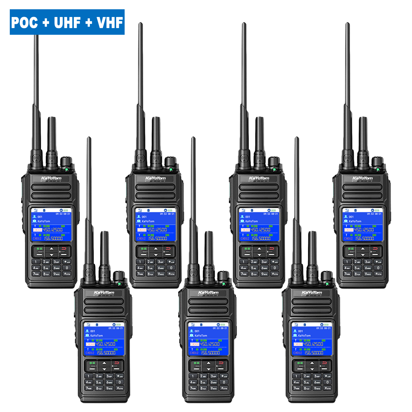 KaYoTom D10 Long Range Walkie Talkie, Unlimited Distance Global Two-Way Radio – PoC + UHF + VHF/GPS, Encrypted Communication, Dual PTT, HD Audio, IP68 Waterproof for Outdoor, Security, Business Use