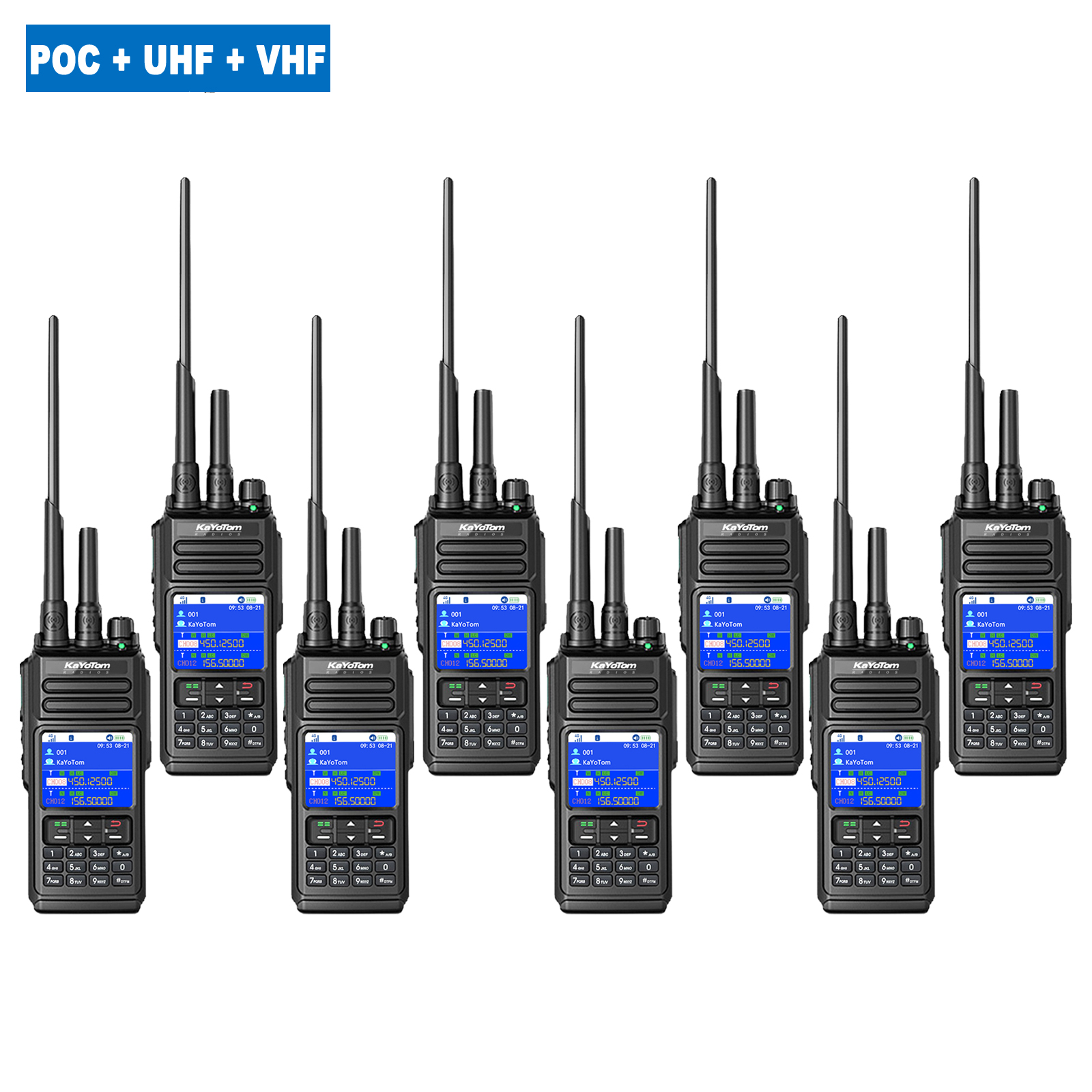 KaYoTom D10 Long Range Walkie Talkie, Unlimited Distance Global Two-Way Radio – PoC + UHF + VHF/GPS, Encrypted Communication, Dual PTT, HD Audio, IP68 Waterproof for Outdoor, Security, Business Use